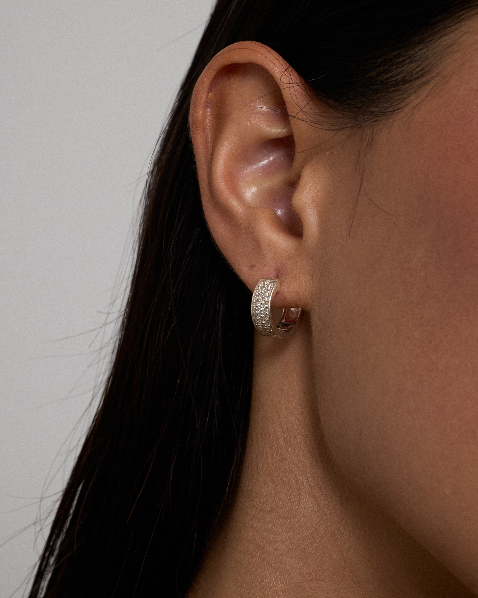 Reversible Huggie Earrings With Cubic Zirconia In Sterling Silver