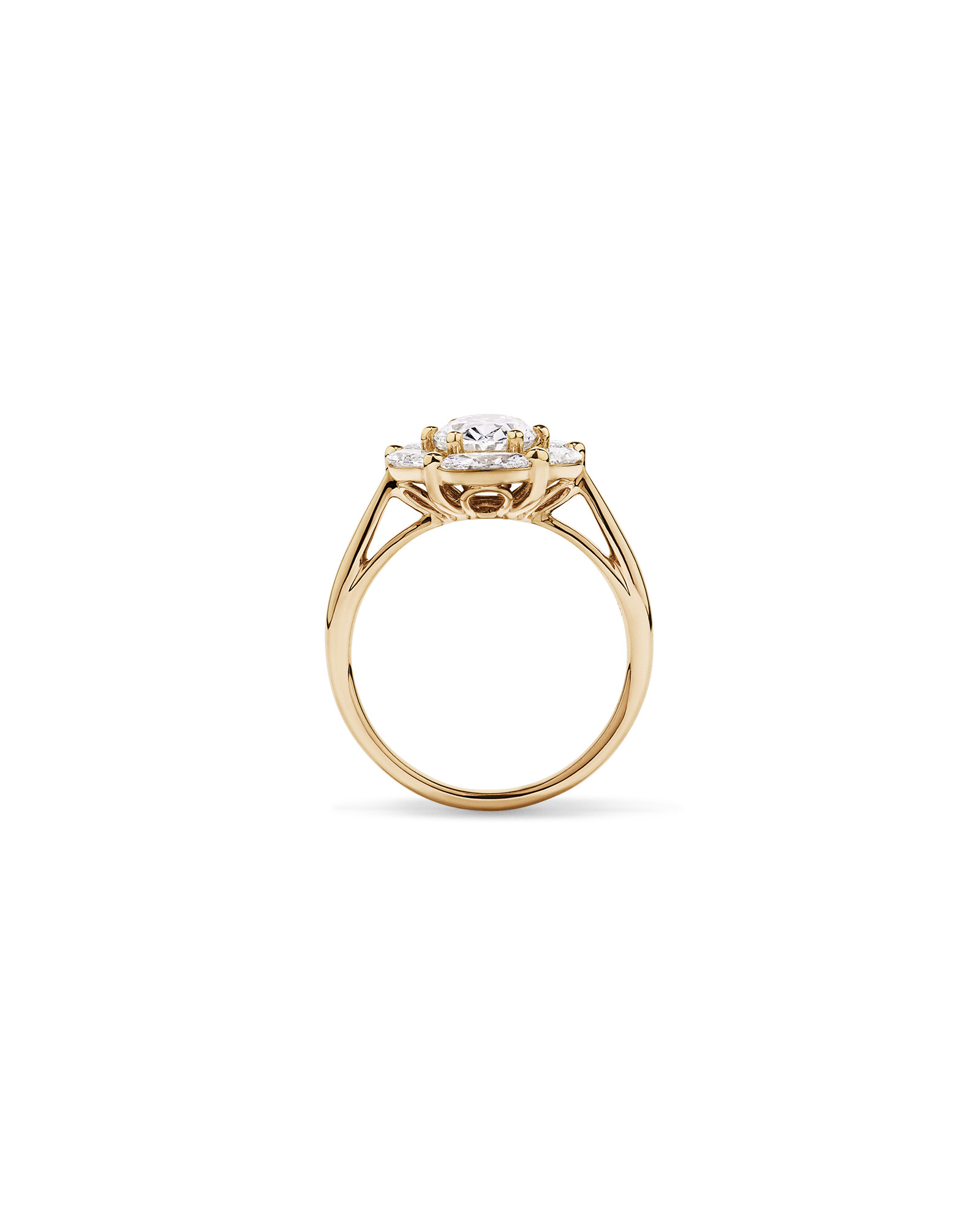 2.68 Carat TW Oval and Marquise Laboratory-Grown Diamond Halo Ring 14kt White Gold