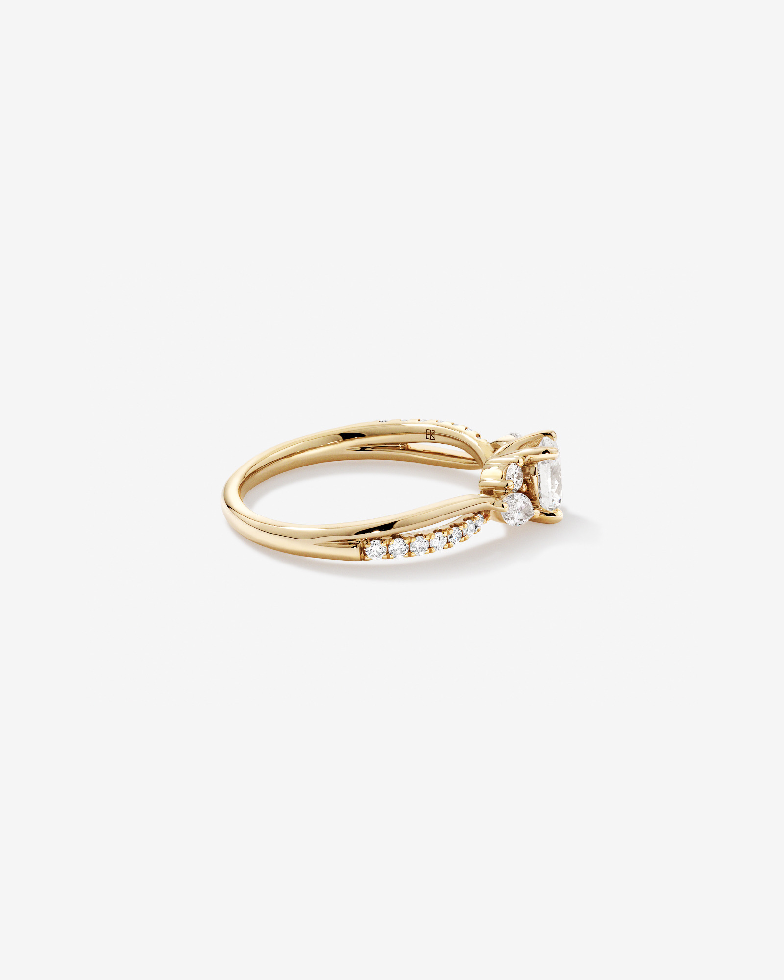 0.83 Carat TW Oval and Marquise Twist Engagement Ring in 14kt Yellow Gold