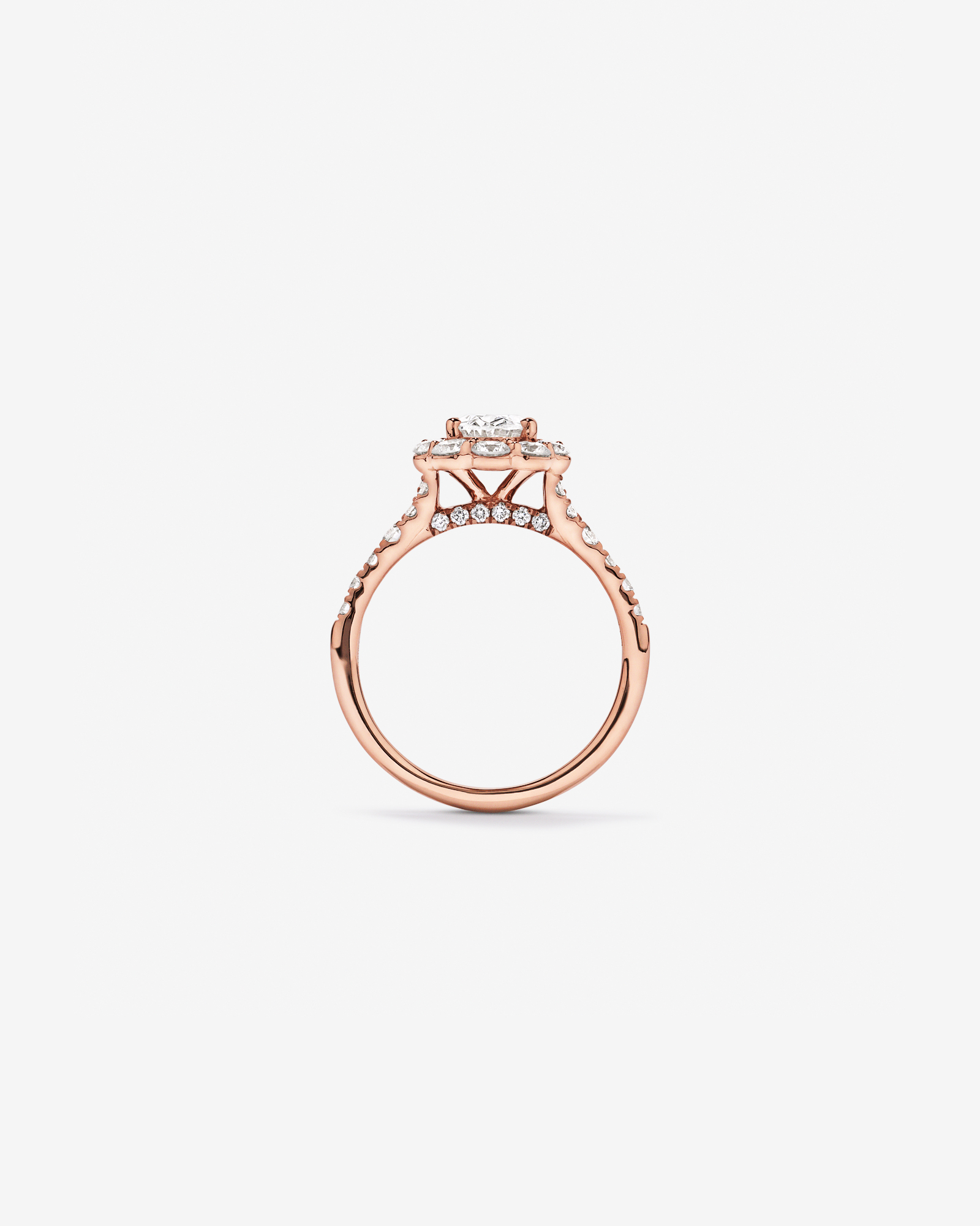2.15 Carat TW Oval Halo Laboratory-Grown Diamond Ring 14kt Rose Gold