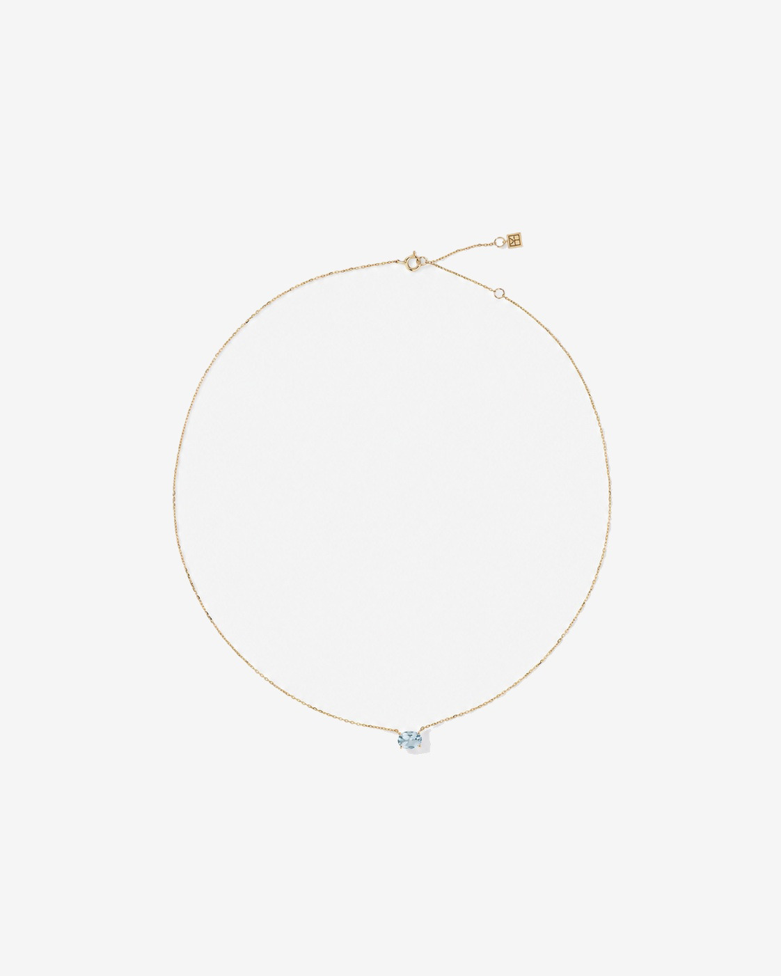 Collier ovale est-ouest Aigue-marine en or jaune 10 ct