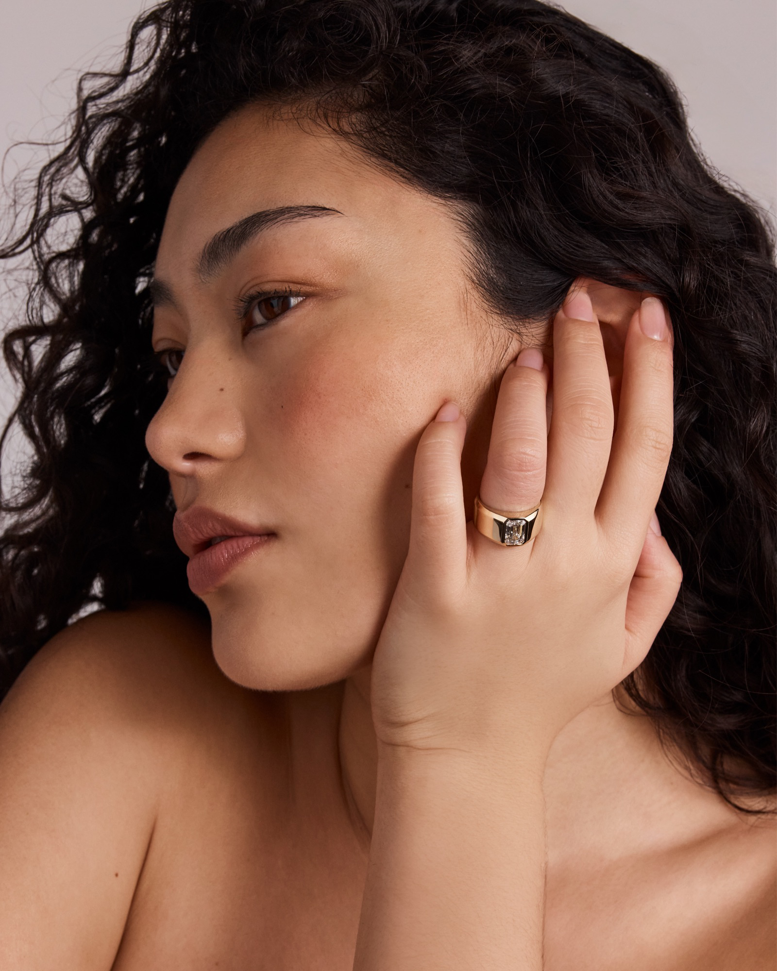 2.00 Carat TW Bezel Set Emerald Cut Lab-Grown Diamond Modern Cigar Band in 14kt Yellow Gold