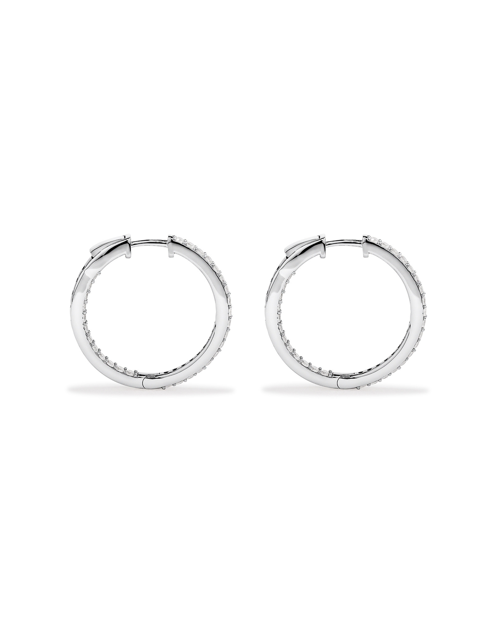 Boucles d'Oreilles Créoles Huggie en Zircon Cubique de 30 mm en Argent Sterling