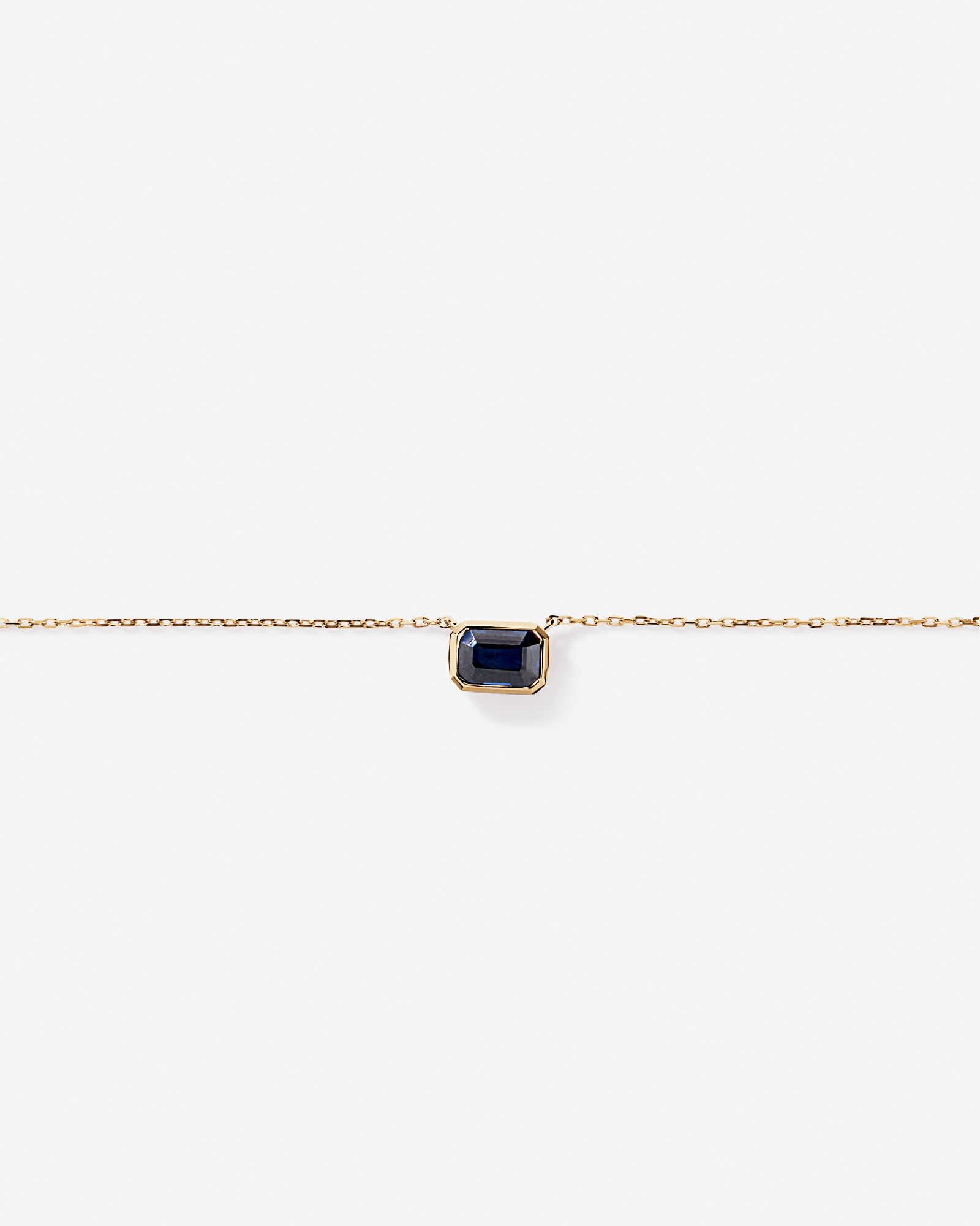 Australian Sapphire Emerald Cut Bezel Set Necklace in 10kt Yellow Gold