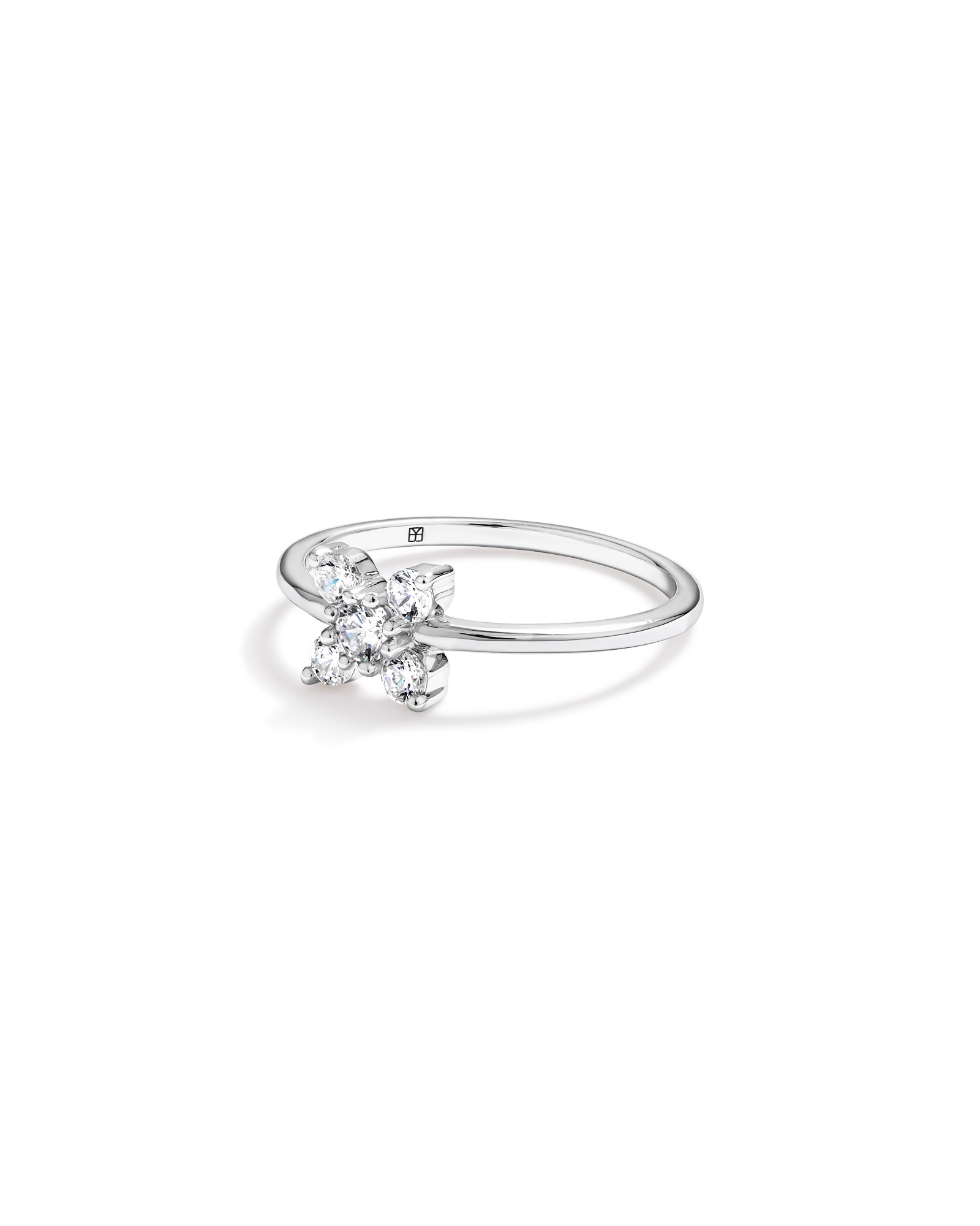 Cubic Zirconia Floral Ring Sterling Silver