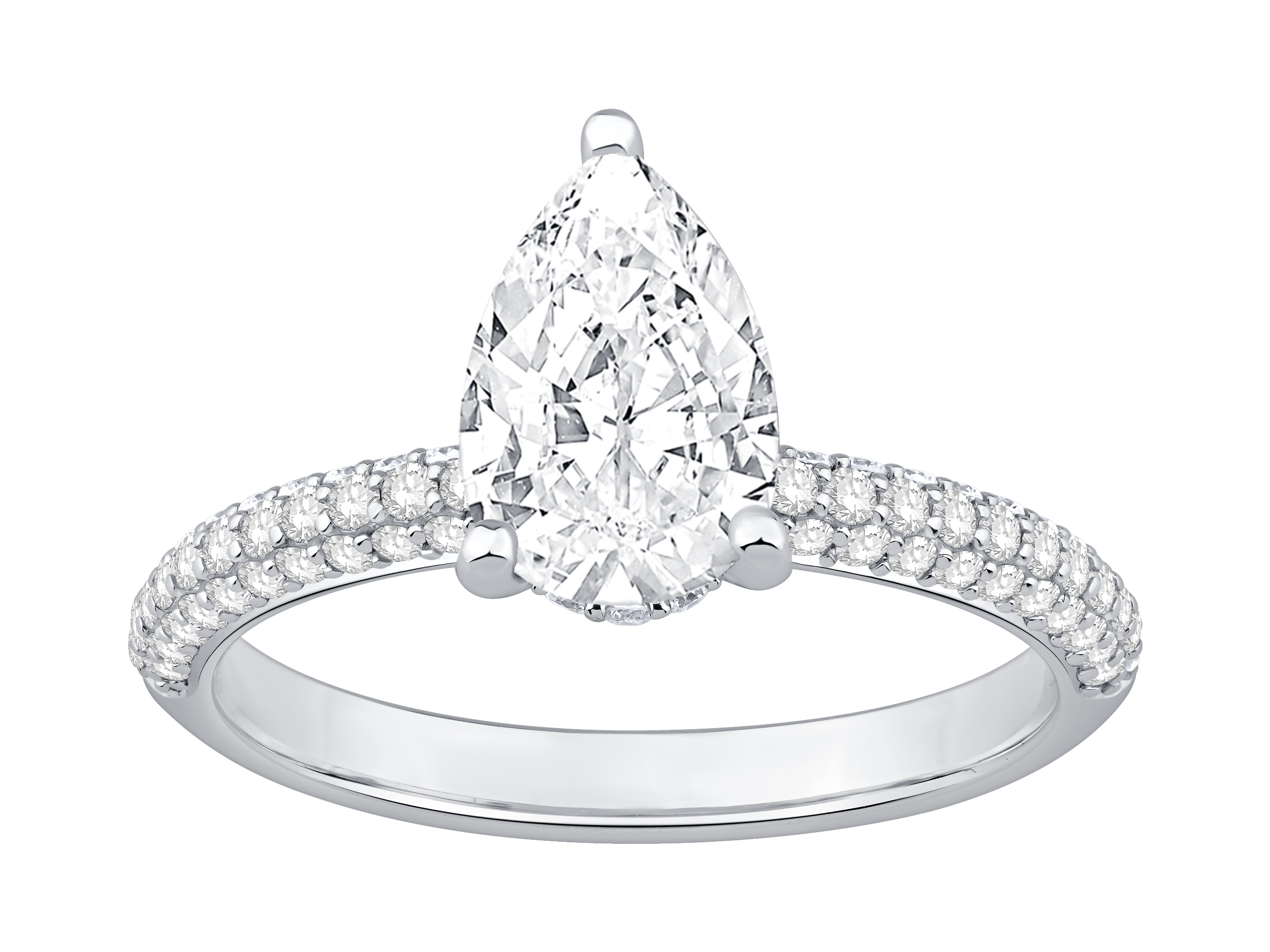 1.96 Carat TW Pear Cut Laboratory-Grown Diamond Engagement Ring 14kt White Gold