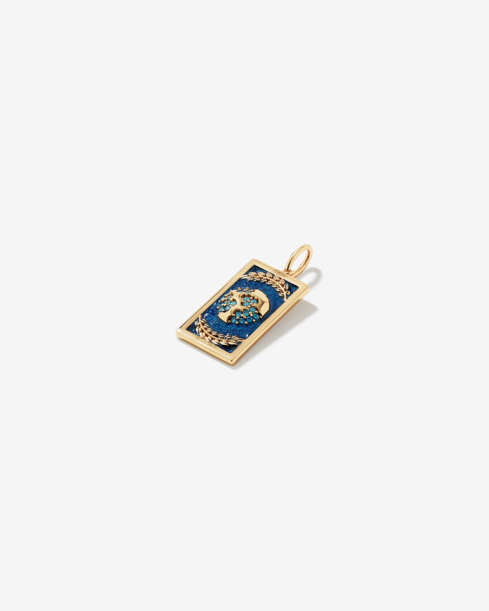 World Tarot Card Pendant with Cubic Zirconia in 18KT Yellow Gold Vermeil