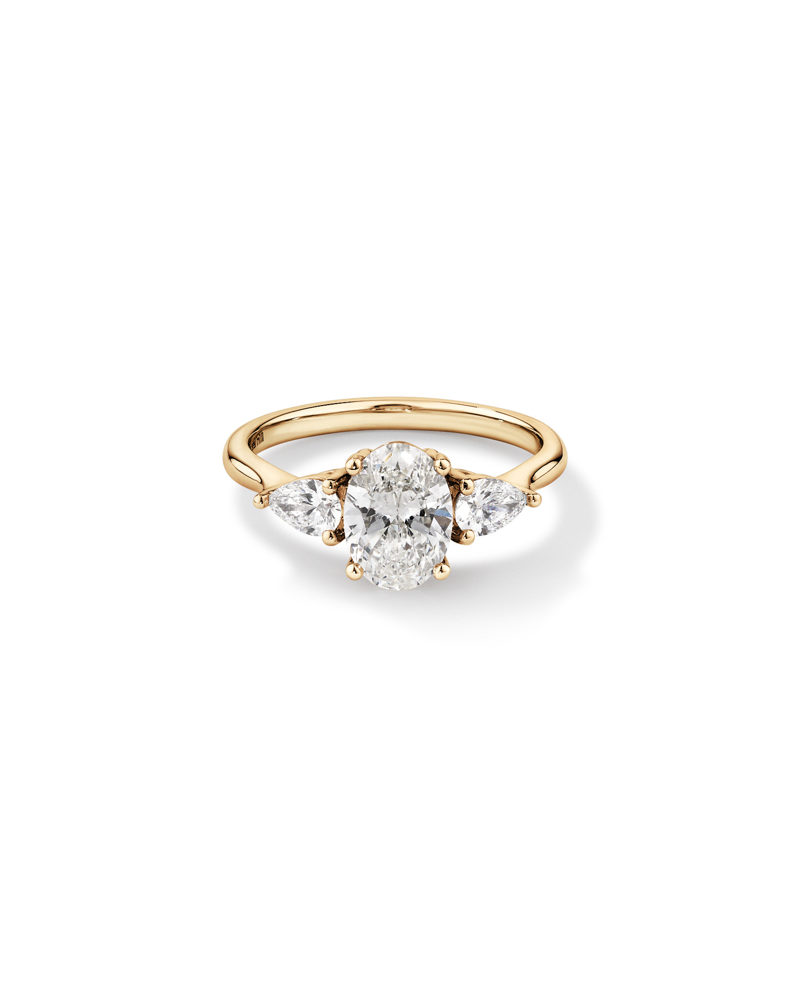 1.65 Carat TW Three Stone Oval and Pear Shaped Laboratory-Grown Diamond Engagement Ring 14kt Gold
