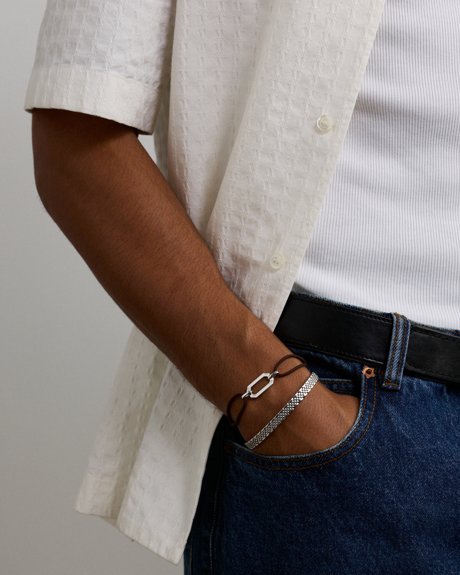 Cord Double Knotted Bracelet in Sterling Silver