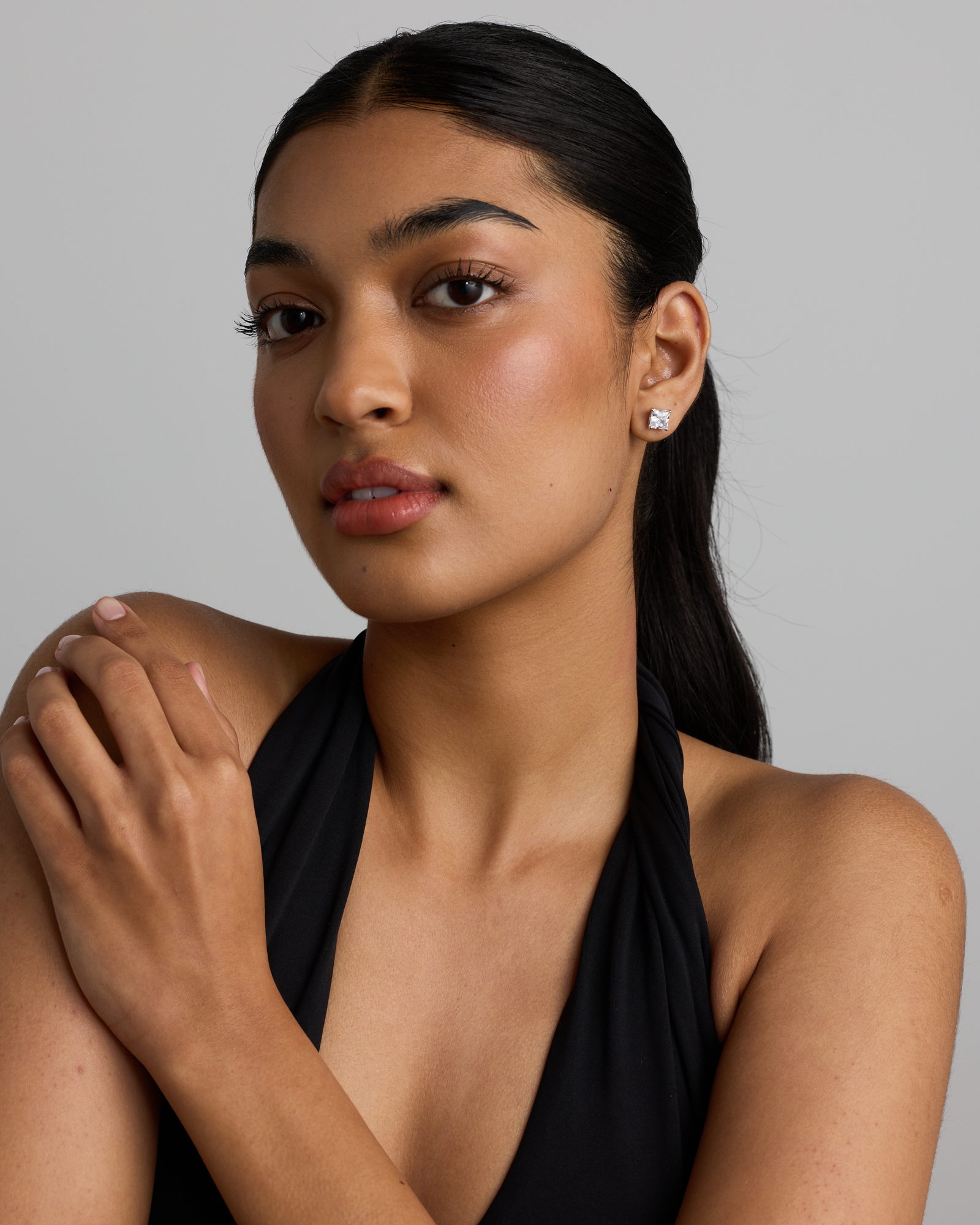 7mm Princess Cubic Zirconia Stud Earrings in Sterling Silver