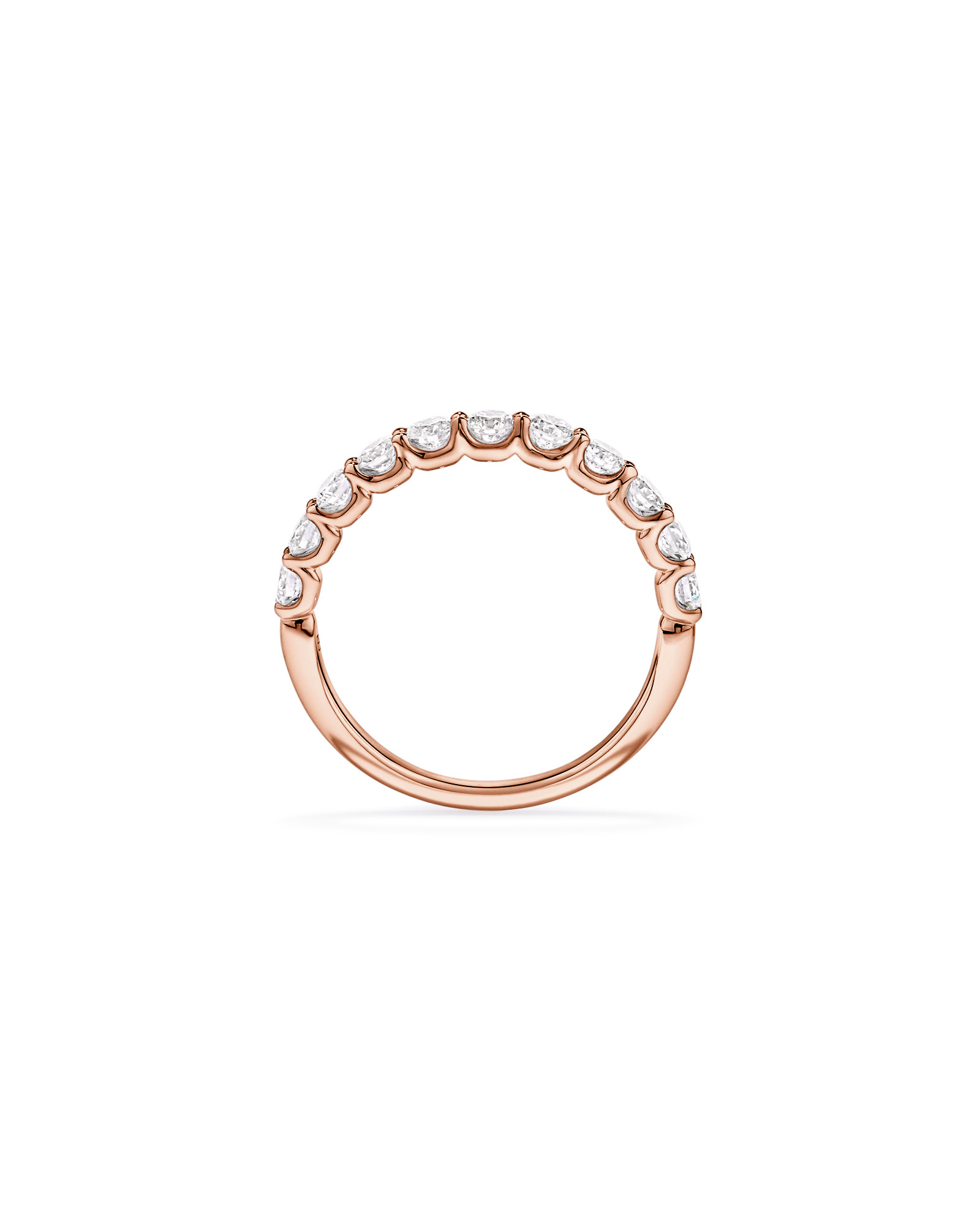 Alliance en or rose 14 carats sertie d'un diamant rond brillant de synthèse 0,83 carat