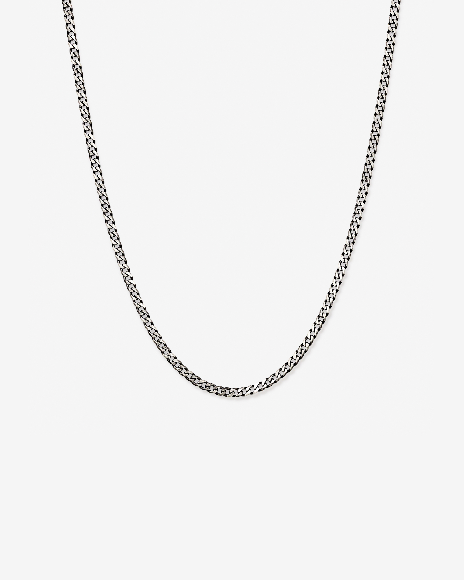 60cm (24") Oxidised Curb Chain in Sterling Silver
