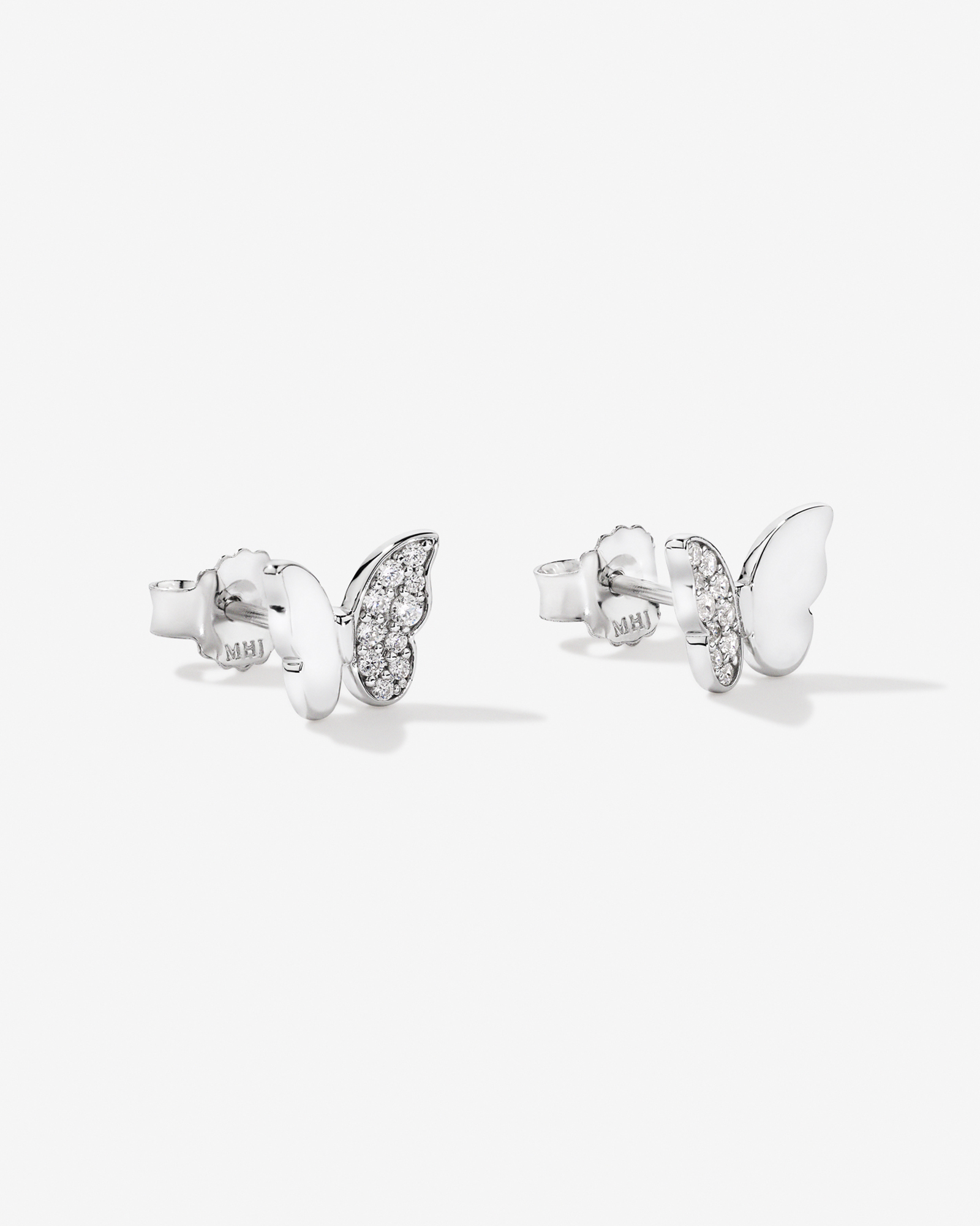 Butterfly Stud Earrings with Cubic Zirconia in Sterling Silver