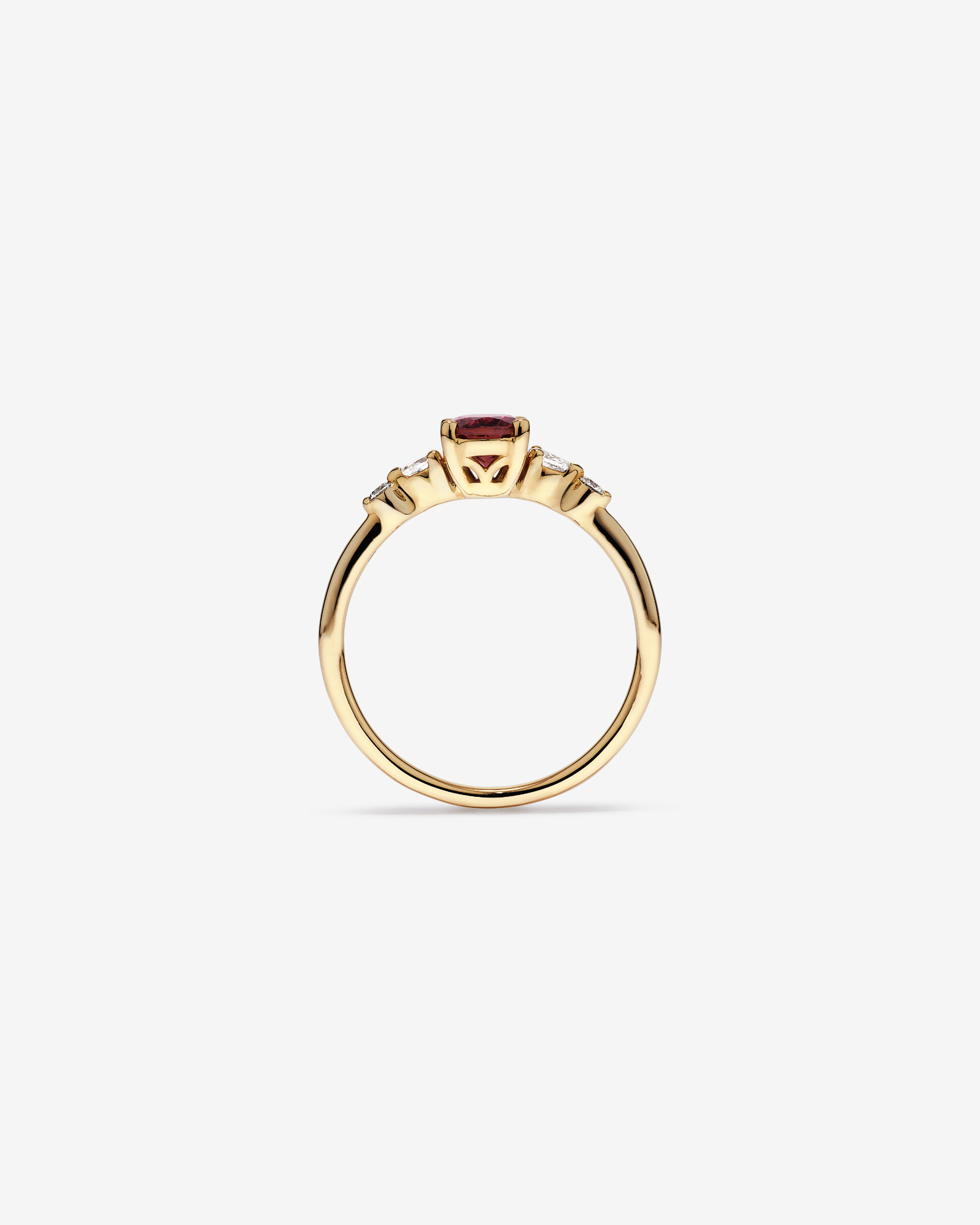 Oval-Cut Pink Tourmaline Scatter Ring with 0.10 Carat TW of Diamonds in 10kt Yellow Gold