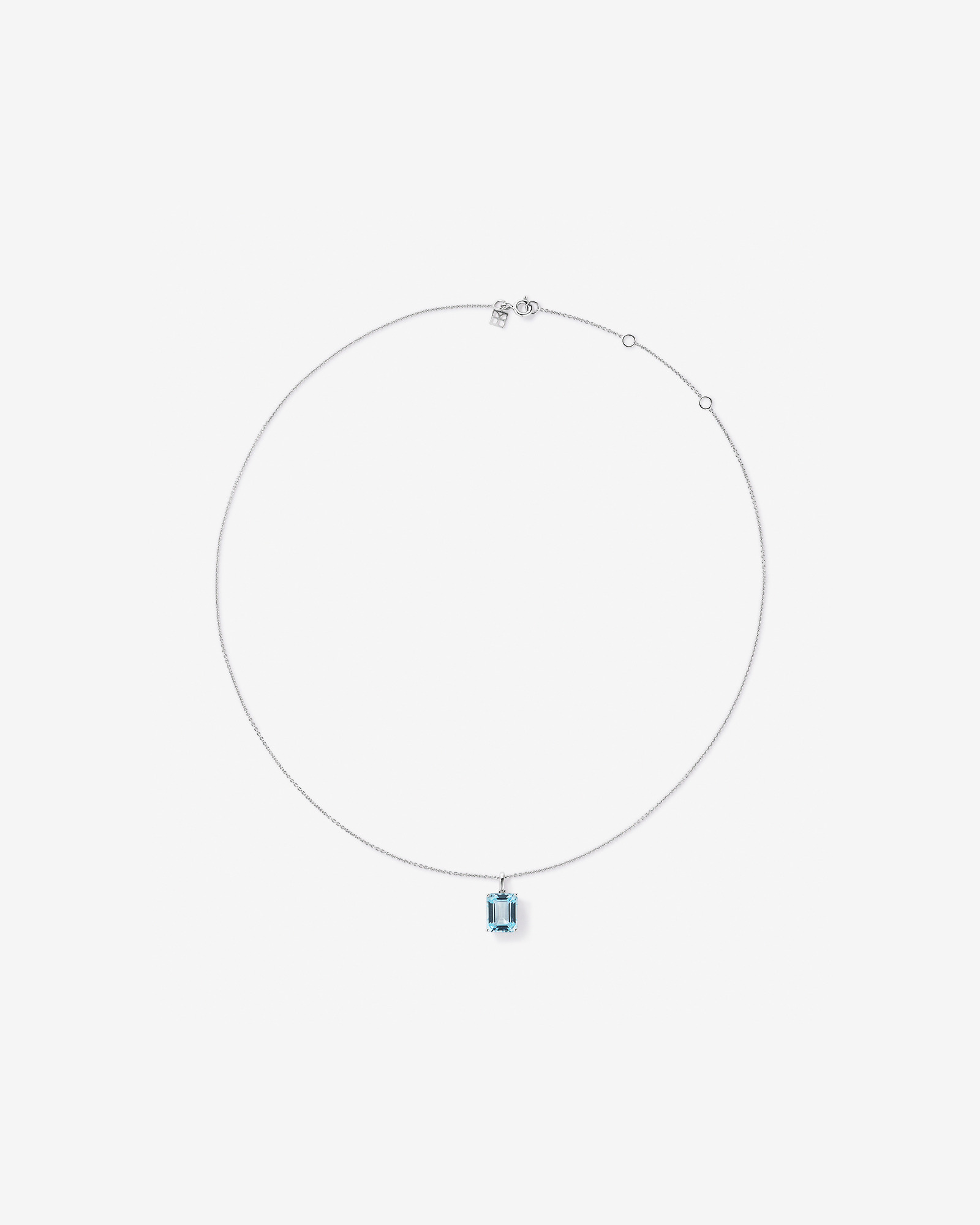 Emerald Cut Sky Blue Topaz Pendant with Chain in Sterling Silver