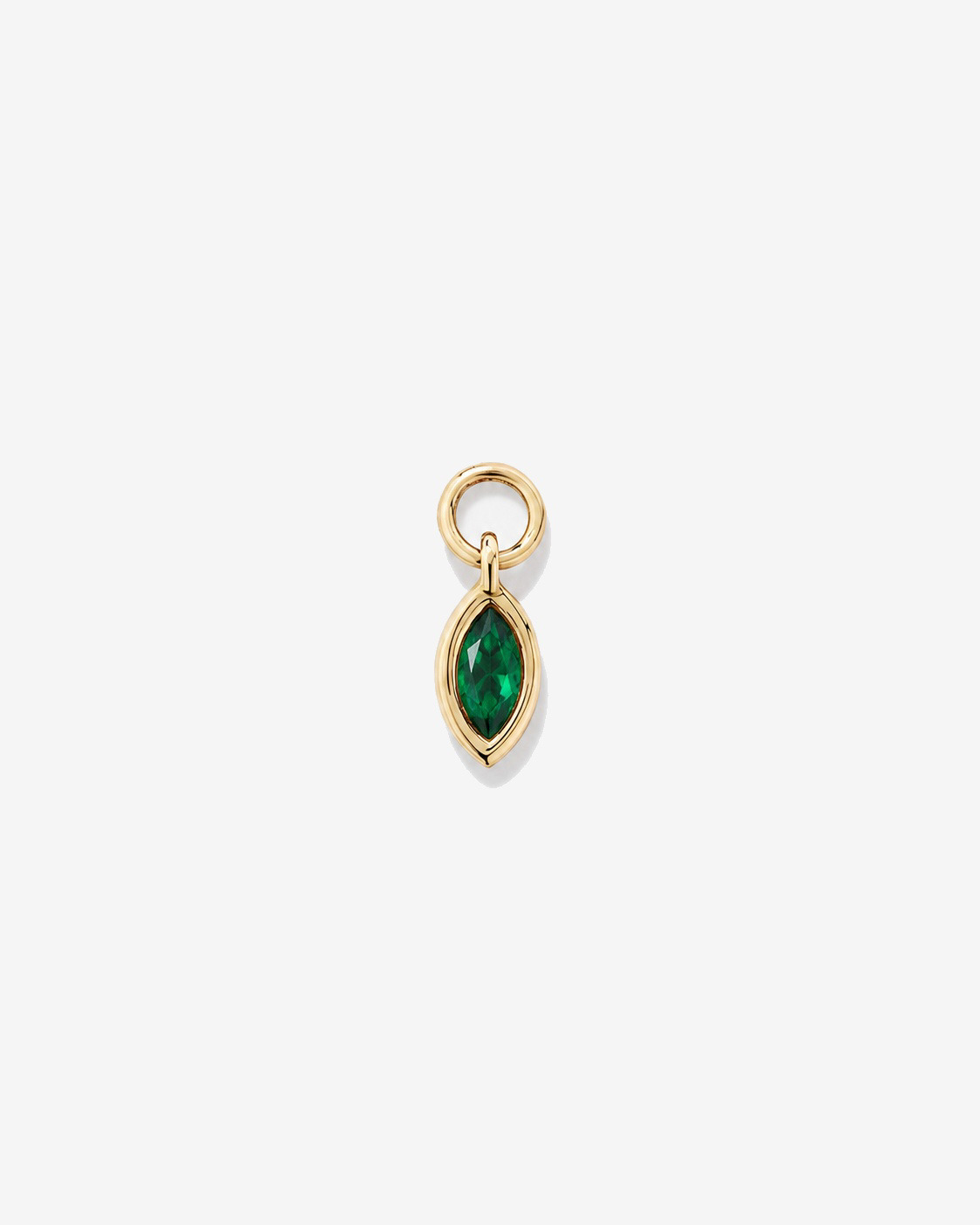 Emerald Single Earring Charm in 10kt Yellow Gold
