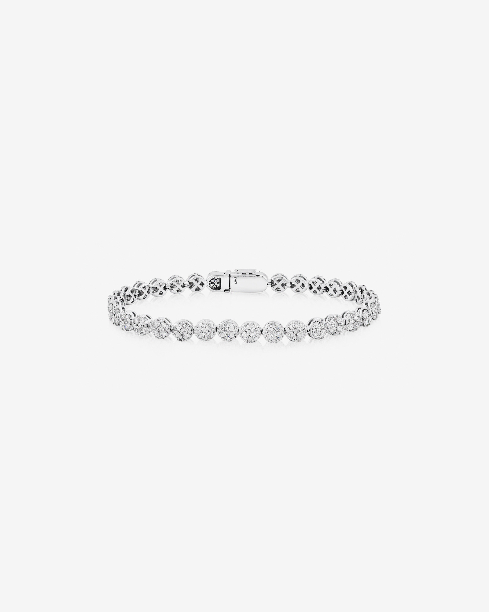 Bracelet de tennis en grappe de 9 diamants de 5,02 carats TW en or blanc 14 ct