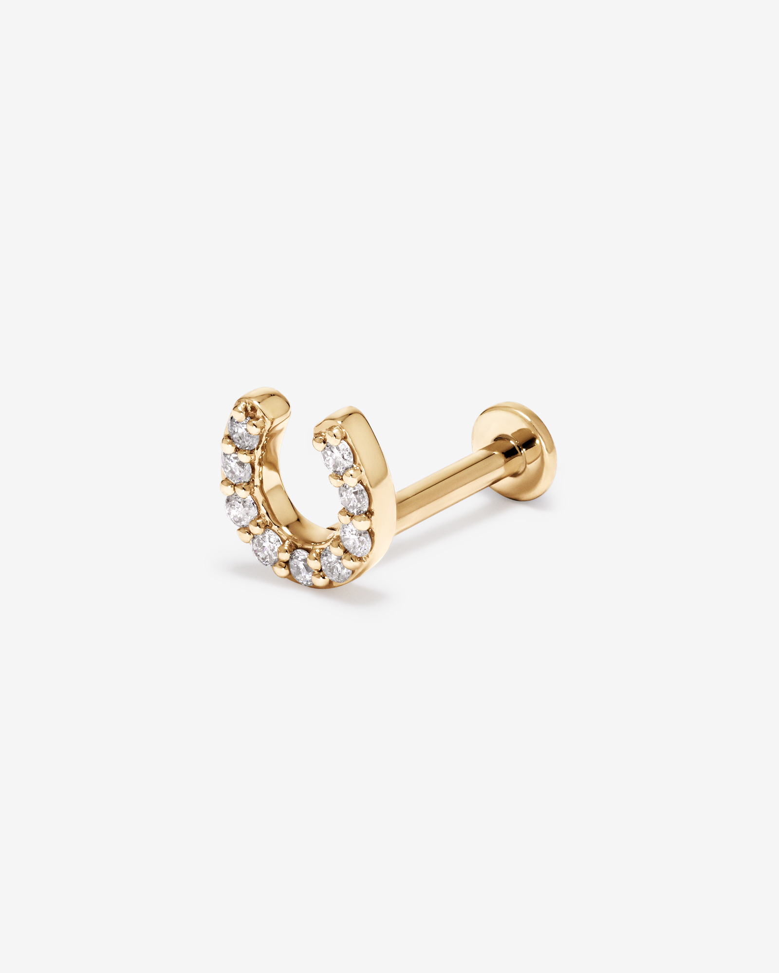 Horseshoe Helix Single Stud Earring with 0.04 Carat TW of Laboratory-Grown Diamonds in 10kt Gold
