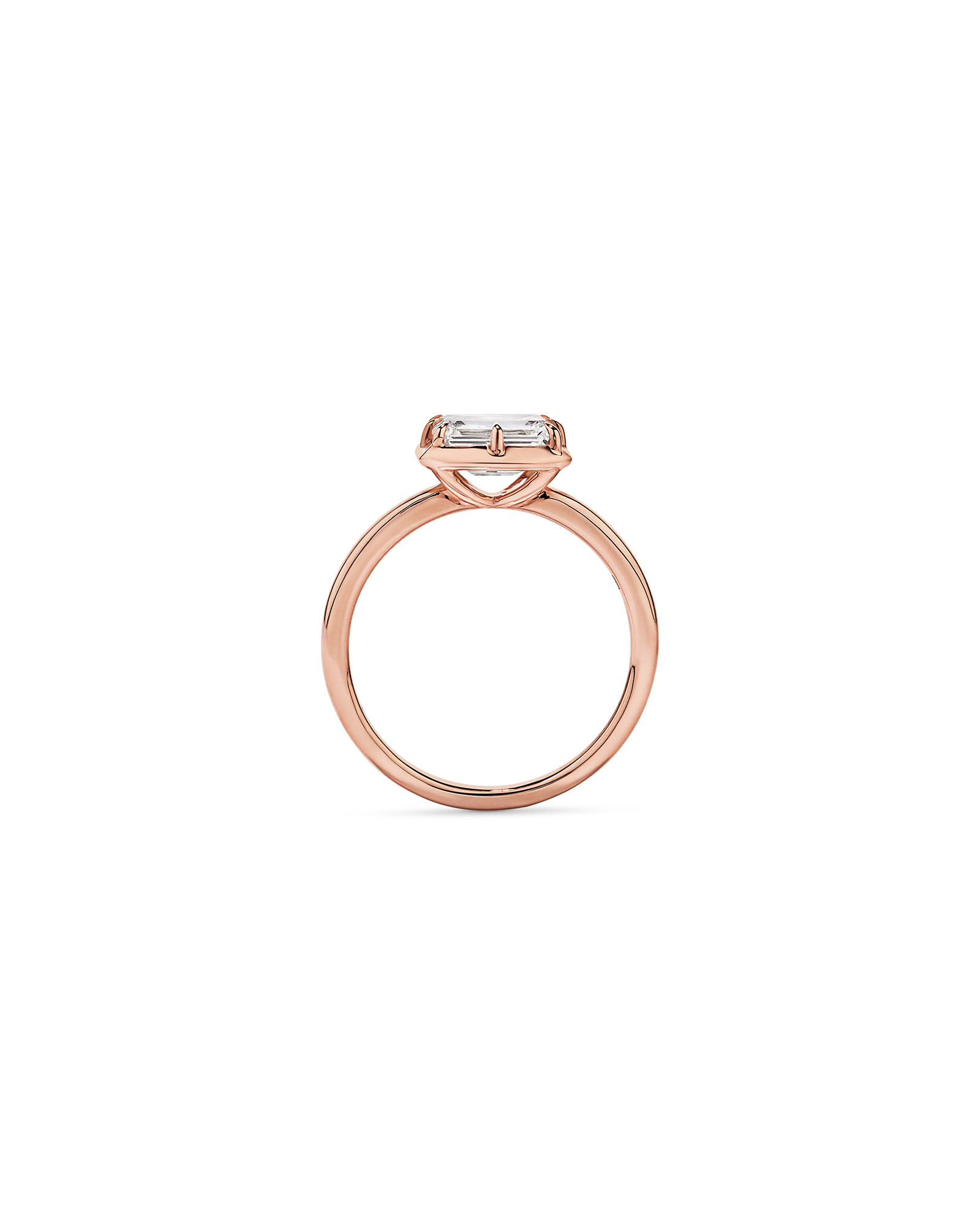 1.50TW Emerald Cut Laboratory-Grown Diamond Solitaire Ring 14kt Rose Gold