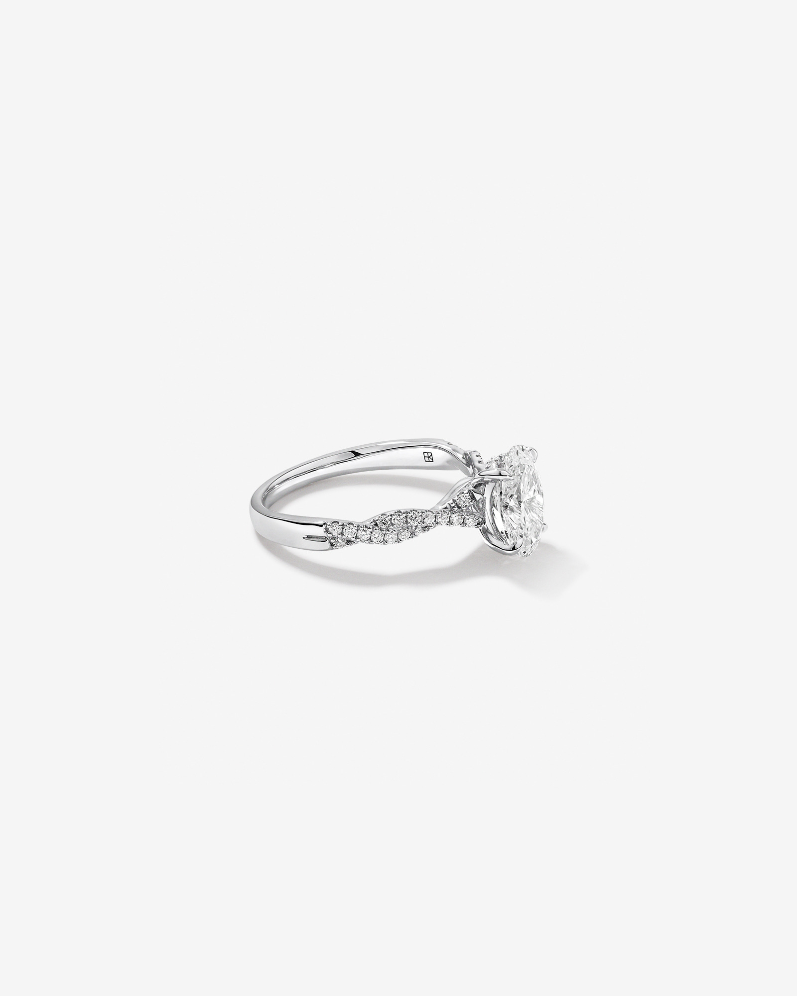 1.70 Carat TW Oval Cut Lab-Grown Diamond Twist Band Engagement Ring 14kt White Gold