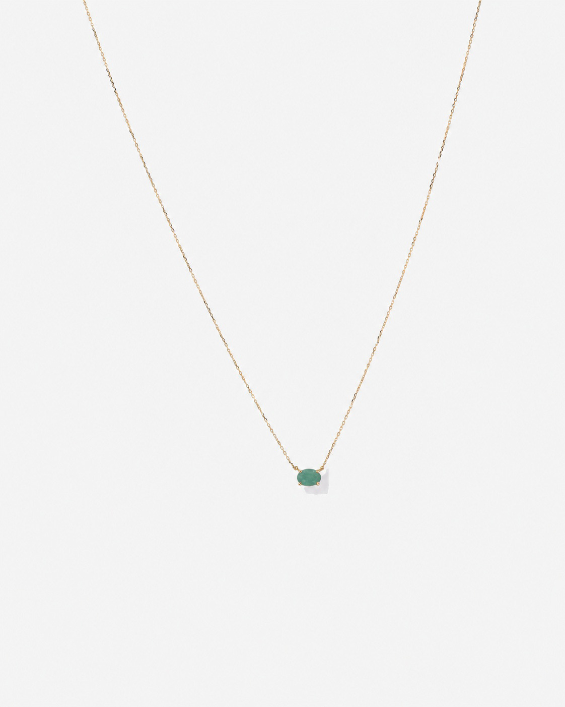 Oval East-West Emerald Necklace in 10kt Yellow Gold