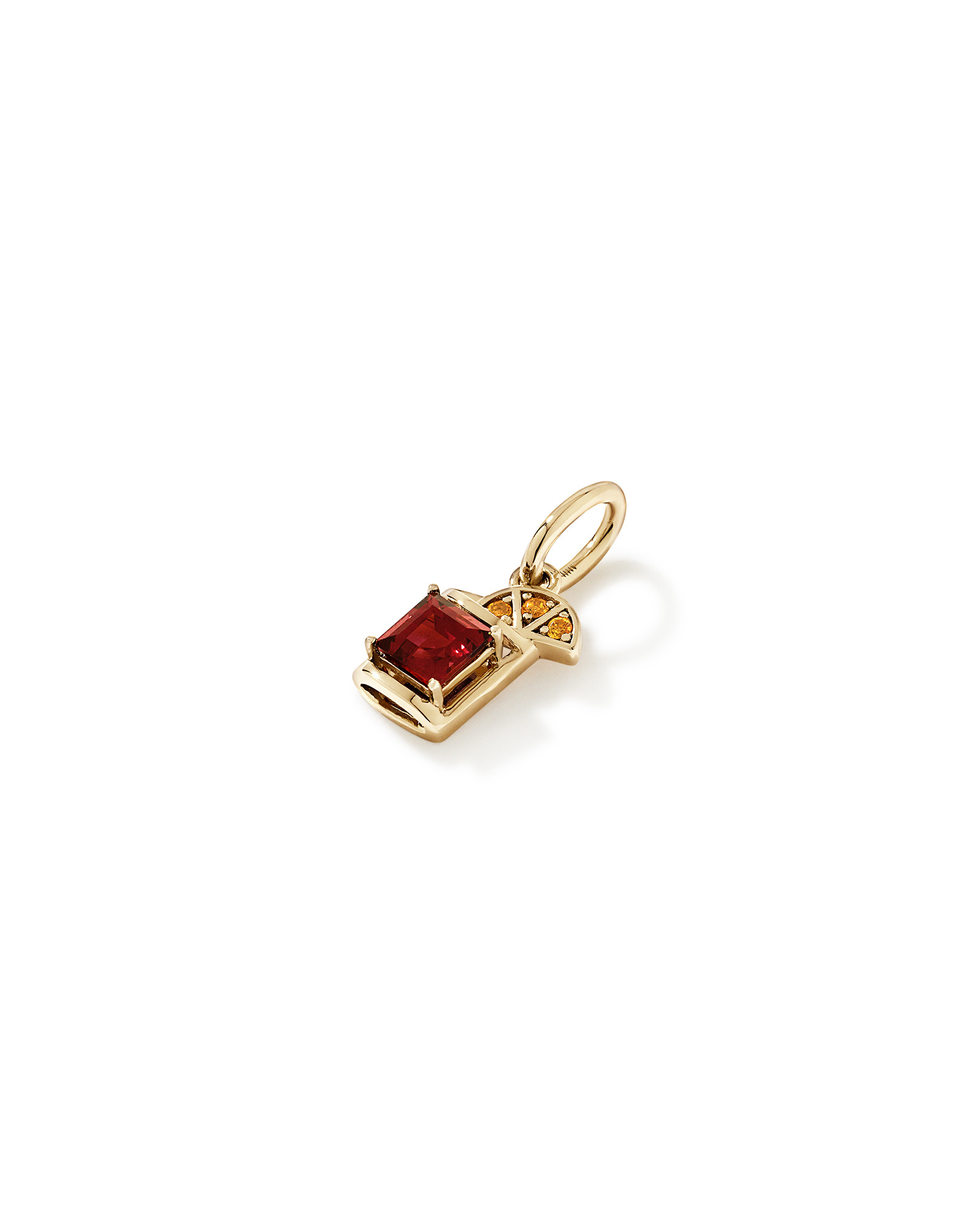 Pendentif cocktail Negroni en grenat et citrine framboise en Vermeil or 18 carats