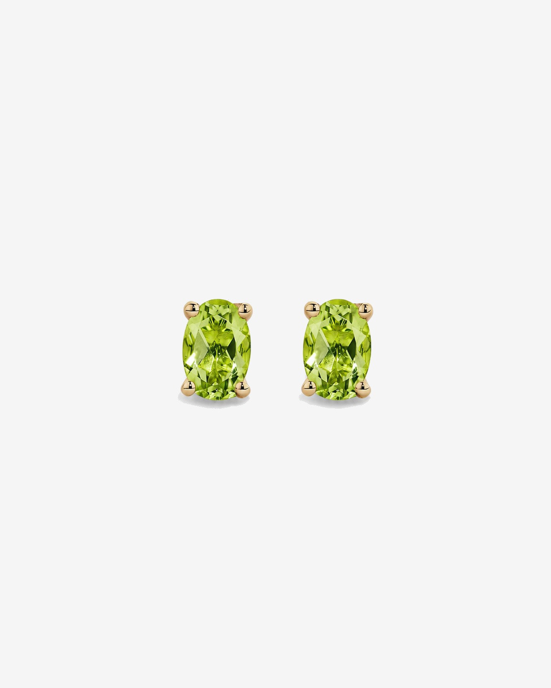 Oval Peridot Stud Earrings in 10kt Yellow Gold