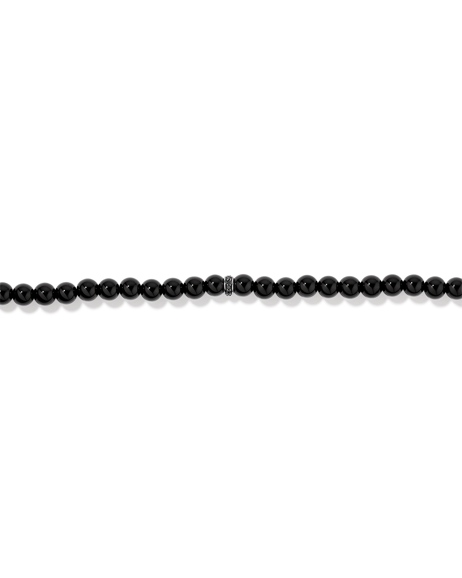 21cm Onyx Bead Bracelet with Black Diamond Rondel in Sterling Silver
