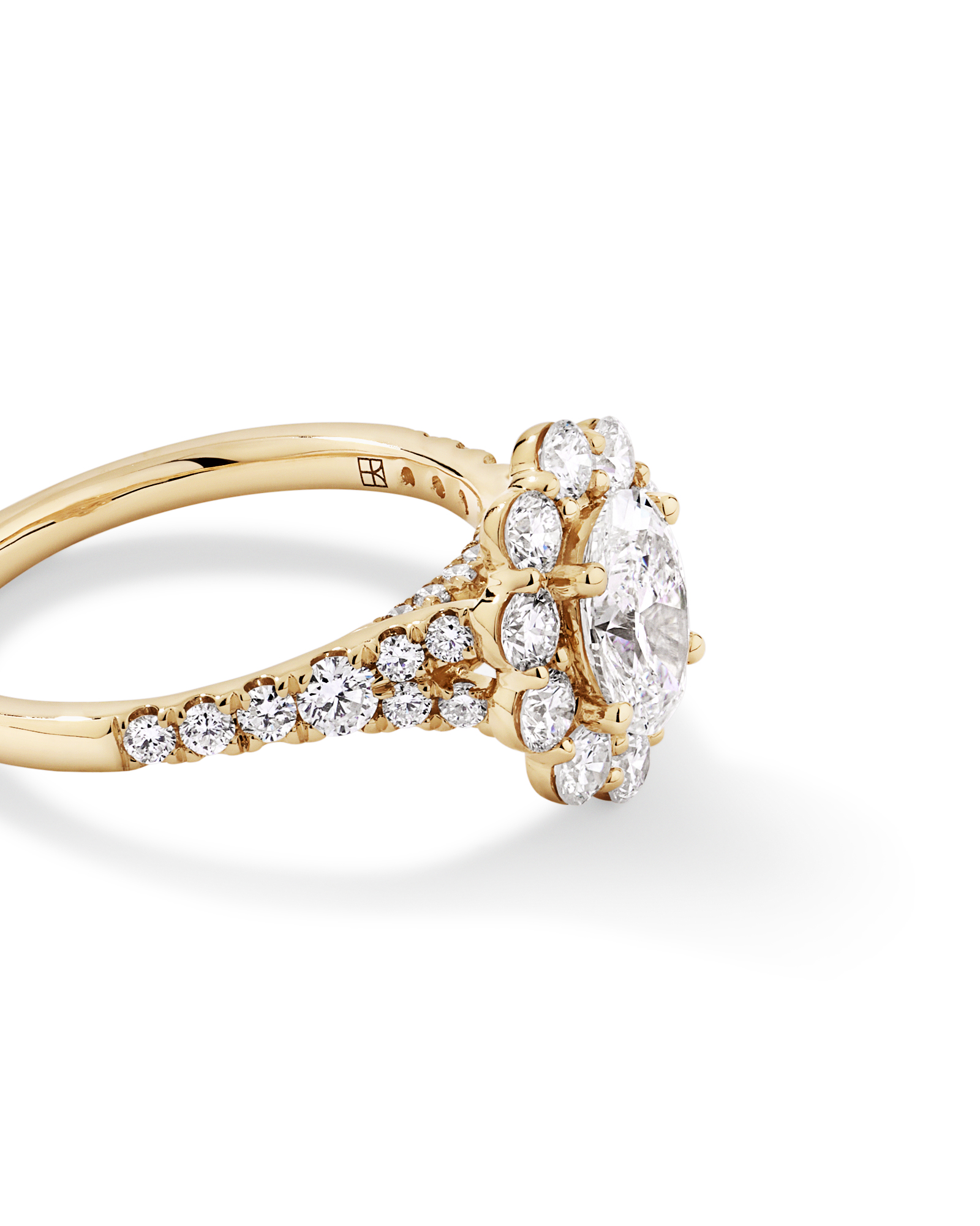 2.15 Carat TW Oval Halo Laboratory-Grown Diamond Ring 14kt Yellow Gold