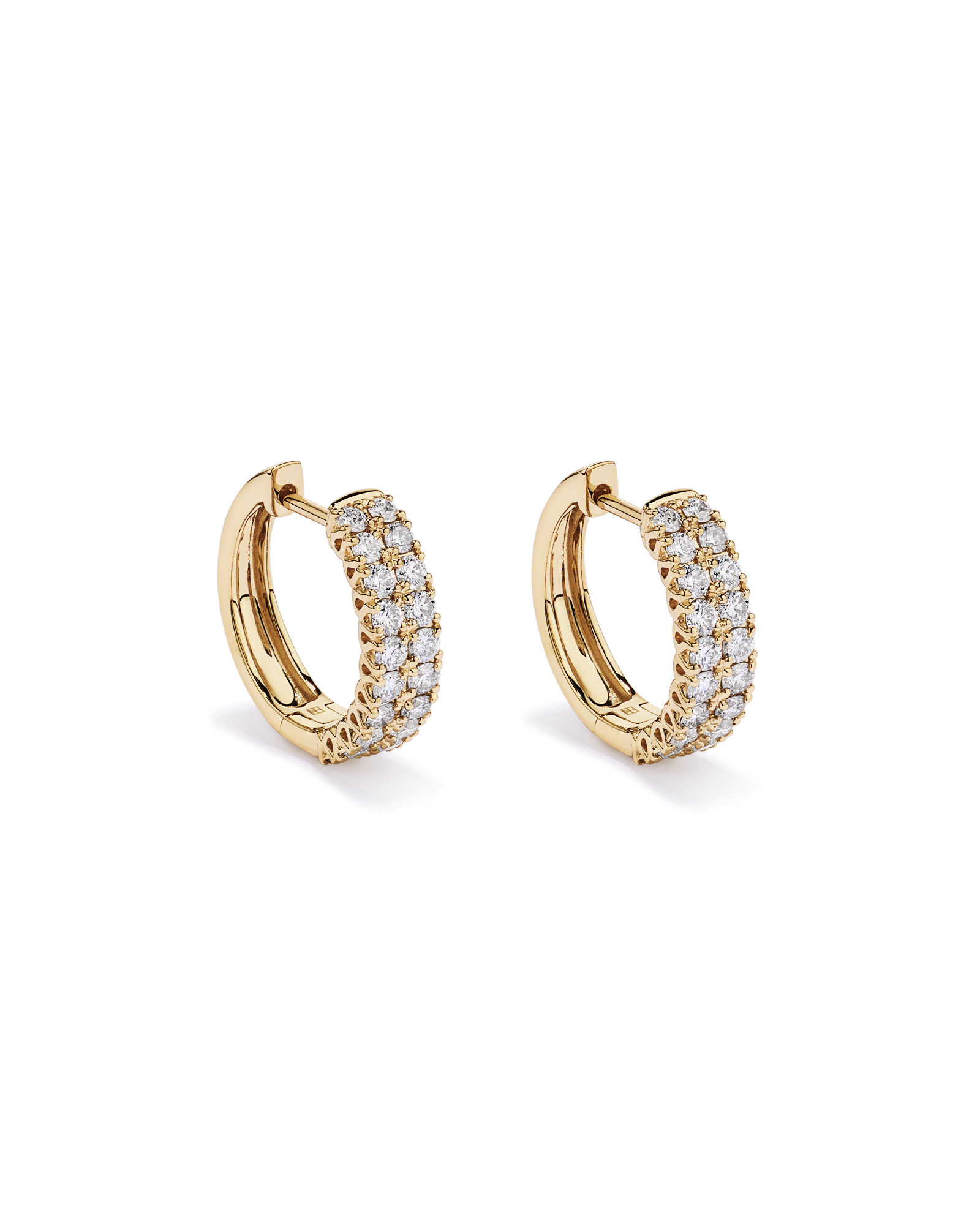 1.00 Carat TW Diamond Two-Row Huggie Earrings in 10kt Yellow Gold