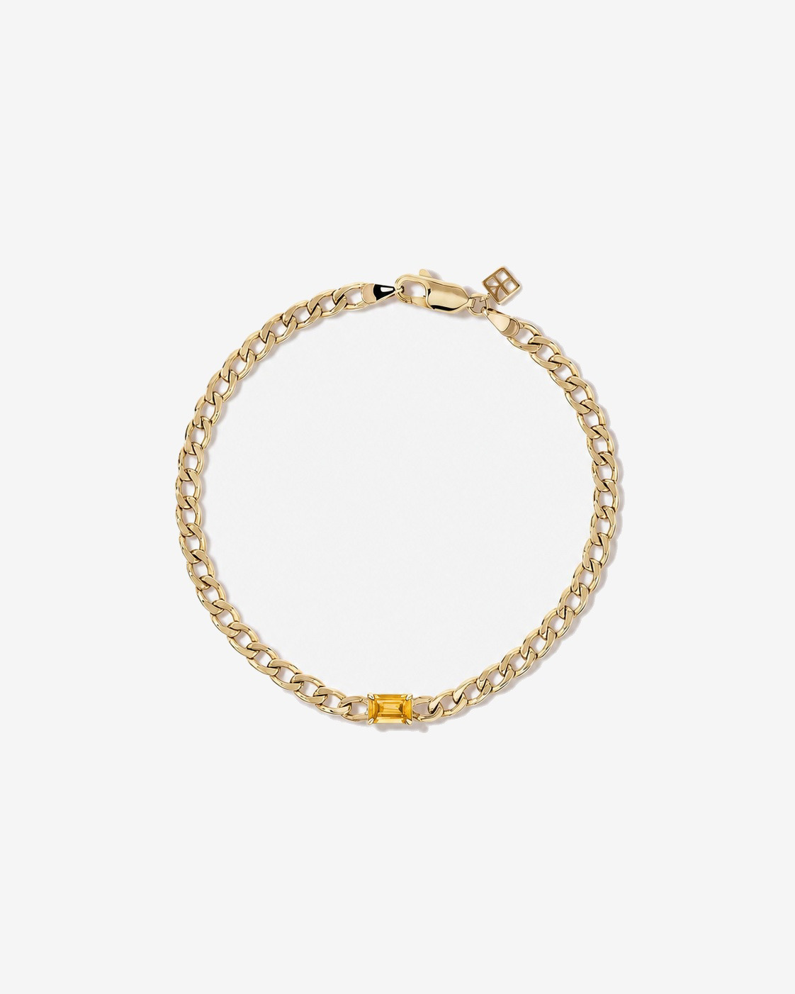 Bracelet à maillons gourmette en or jaune 10 carats avec citrine
