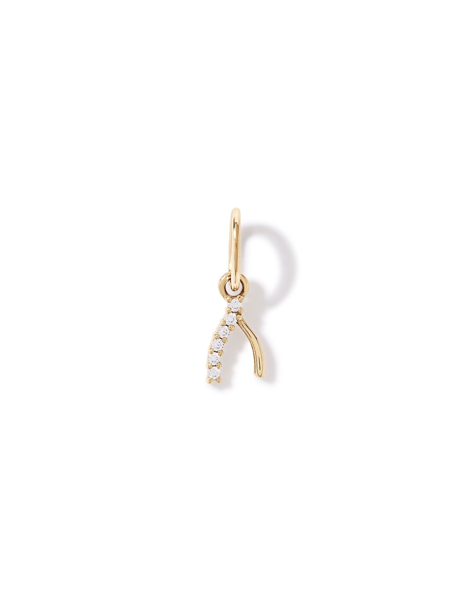Wishbone Micro Pendant with Cubic Zirconia in 10kt Yellow Gold