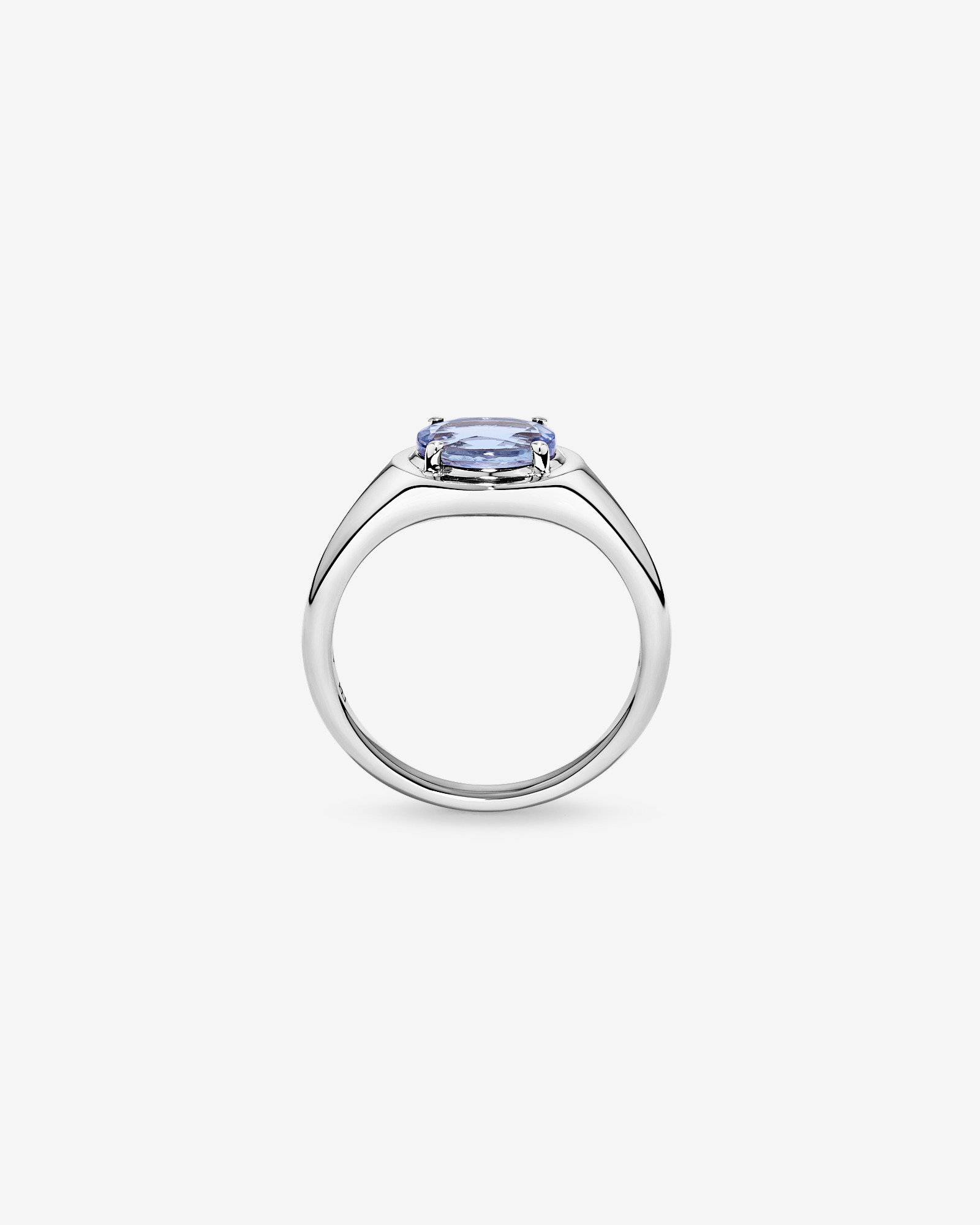 Oval Cut Tanzanite East-to-West Set Ring 10kt White Gold