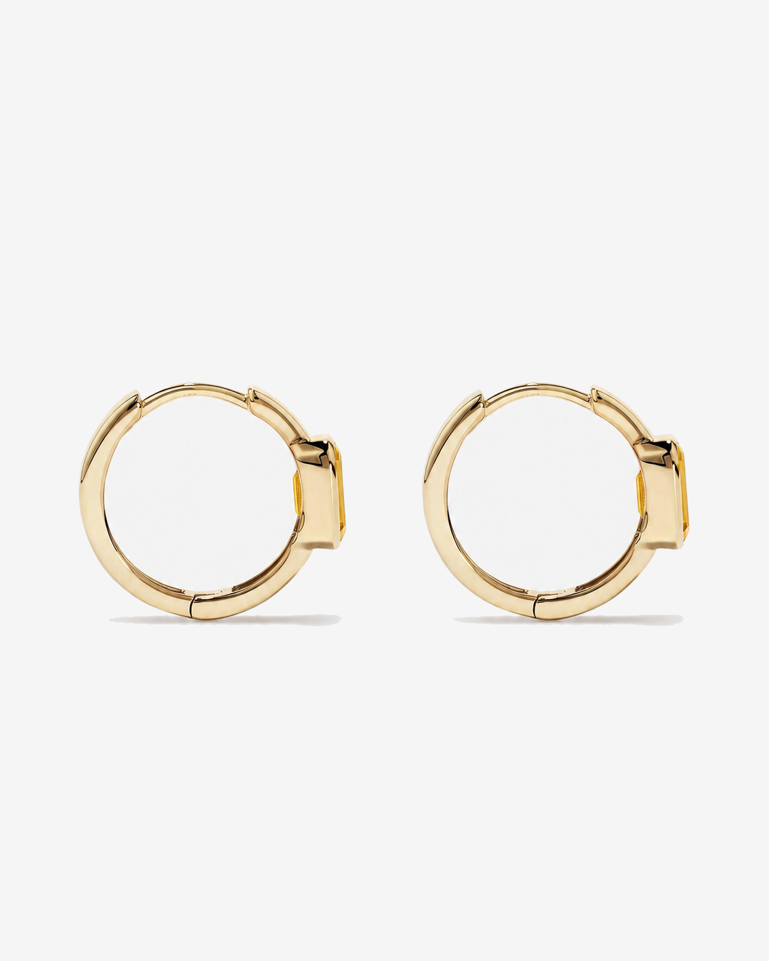 Citrine Bezel Huggie Earrings in 10kt Yellow Gold