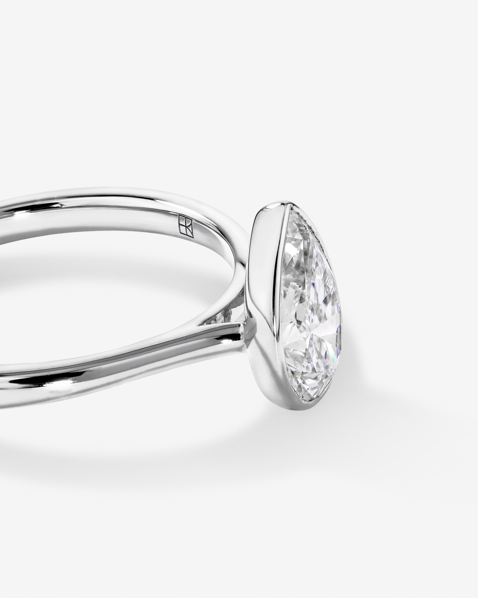 1.25 Carat TW Pear Cut Laboratory-Grown Diamond Solitaire Bezel Set Engagement Ring in 14kt White Gold