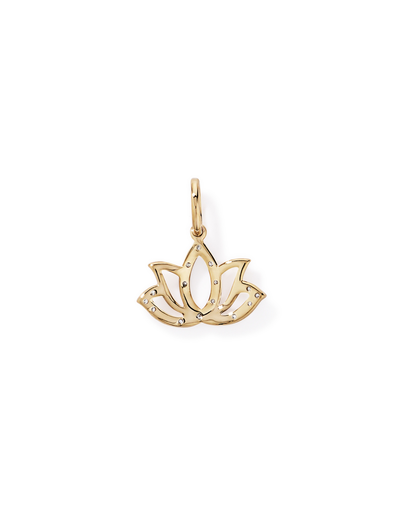 Diamond Lotus Pendant in 10kt Yellow Gold
