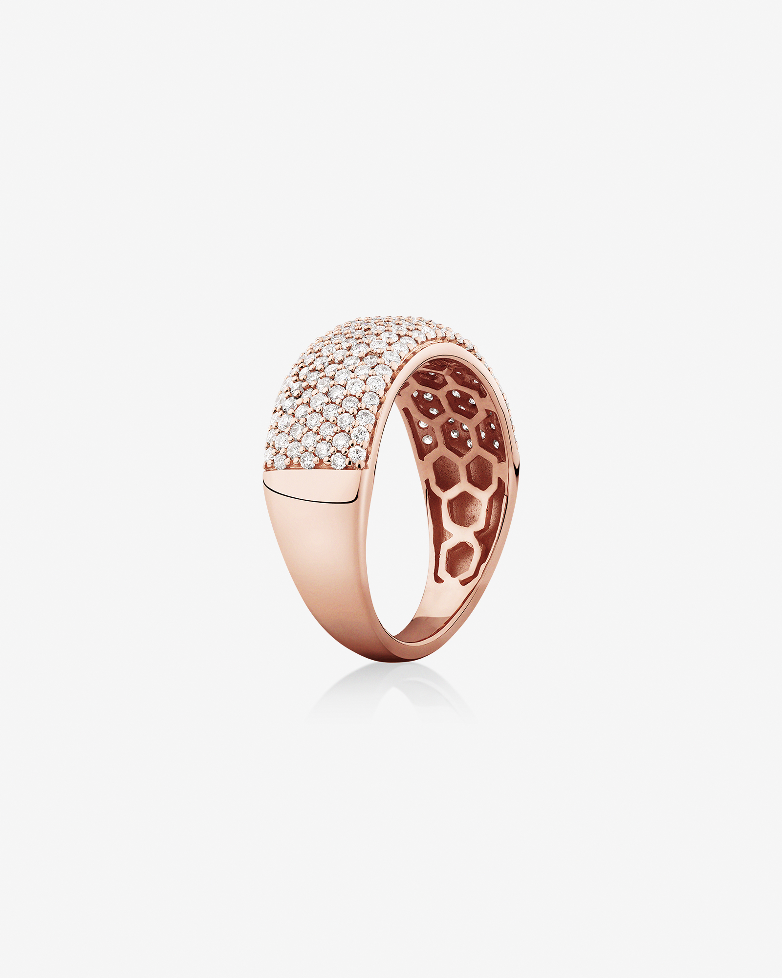Bague en or rose 10 K avec pavé de diamants totalisant 1 ct