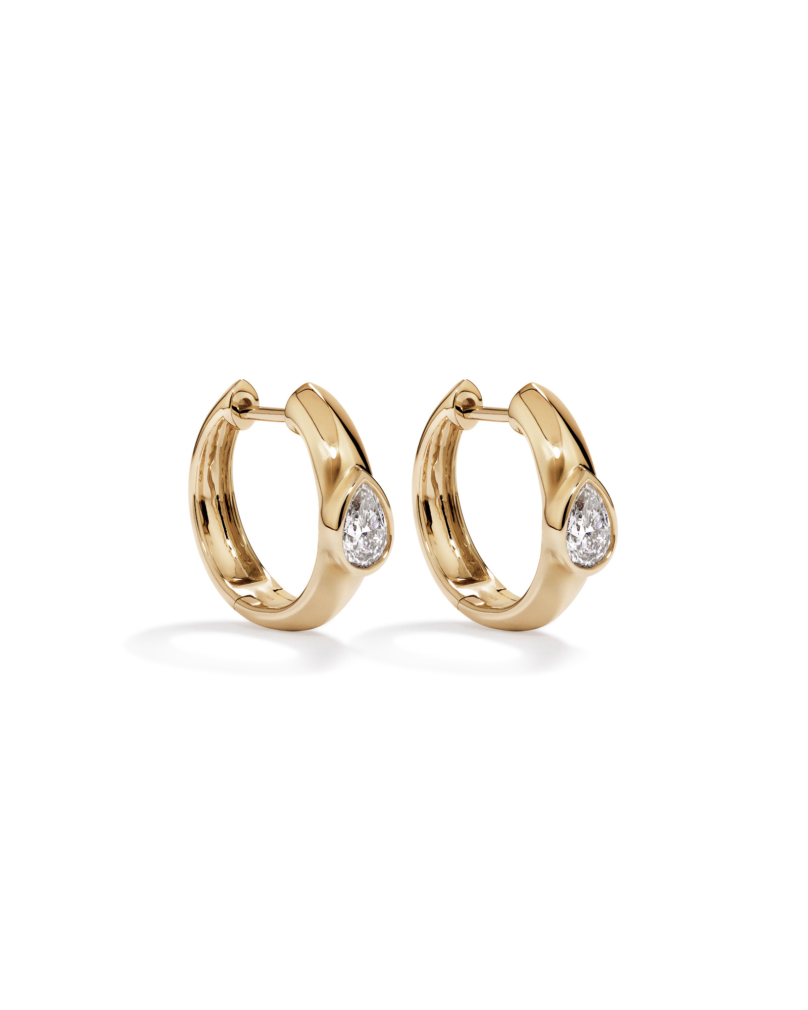 0.50 Carat TW of Laboratory-Grown Pear Cut Diamond Huggie Earrings in 10kt Yellow Gold