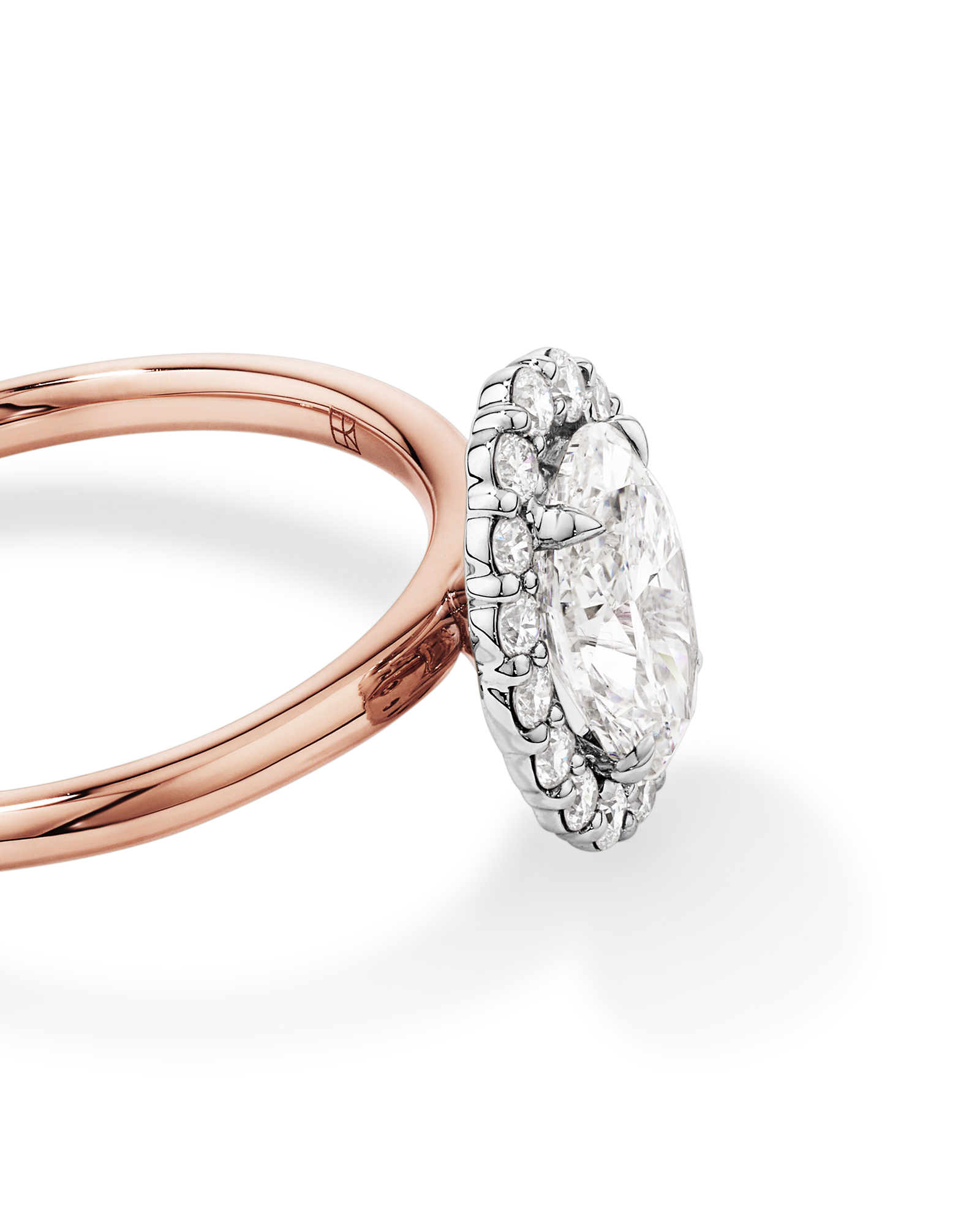 1.46 Carat TW Oval Cut Laboratory-Grown Diamond Halo Engagement Ring 14kt Rose and White Gold