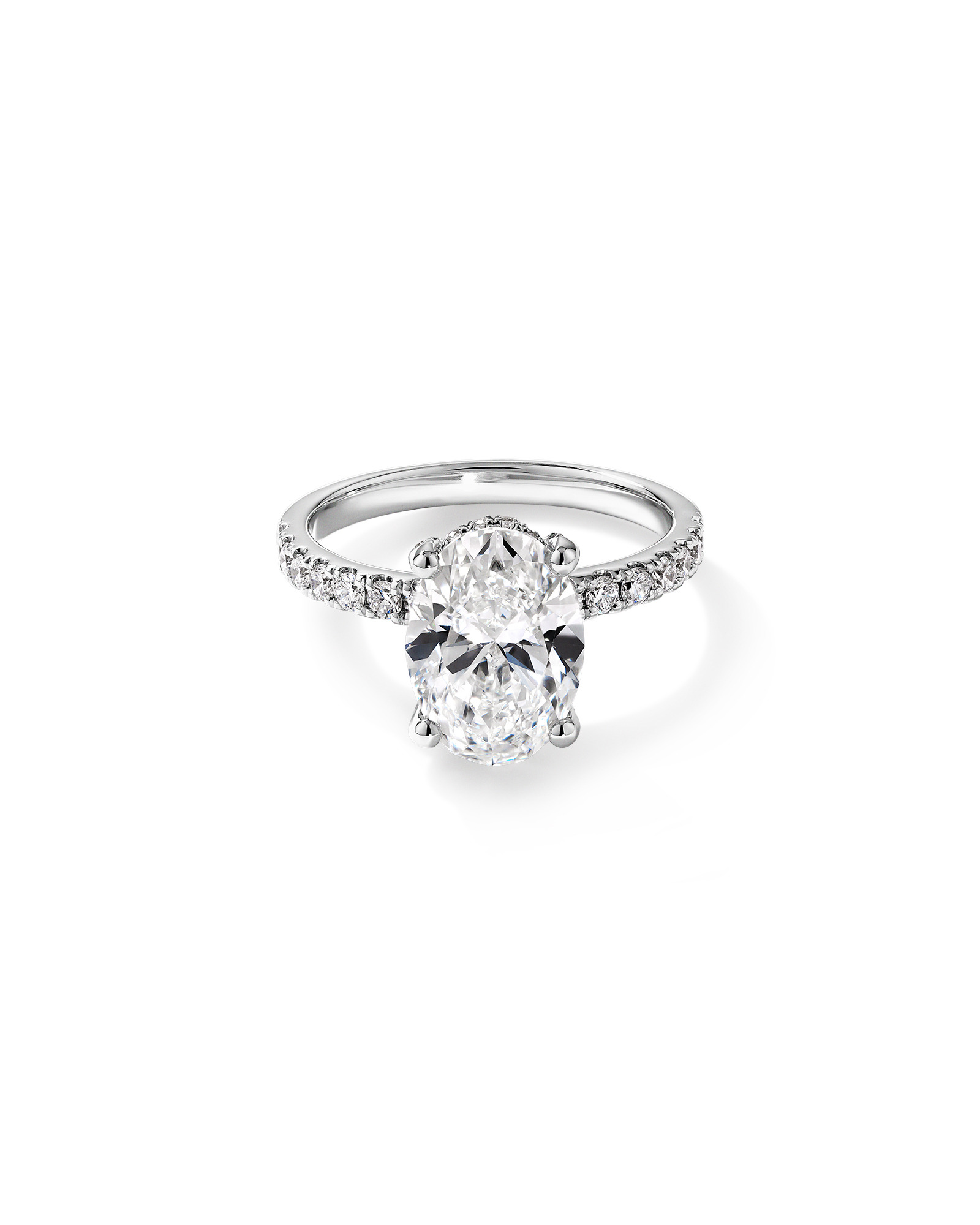 3.50 Carat TW Oval Cut Laboratory-Grown Diamond Engagement Ring 18kt White Gold