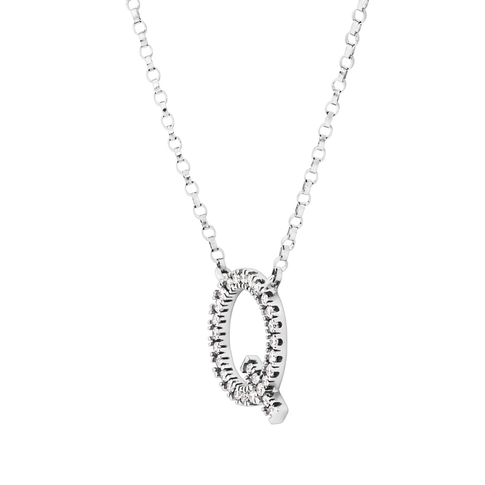 Q Initial Necklace with 0.10 Carat TW of Diamonds in 10kt White Gold