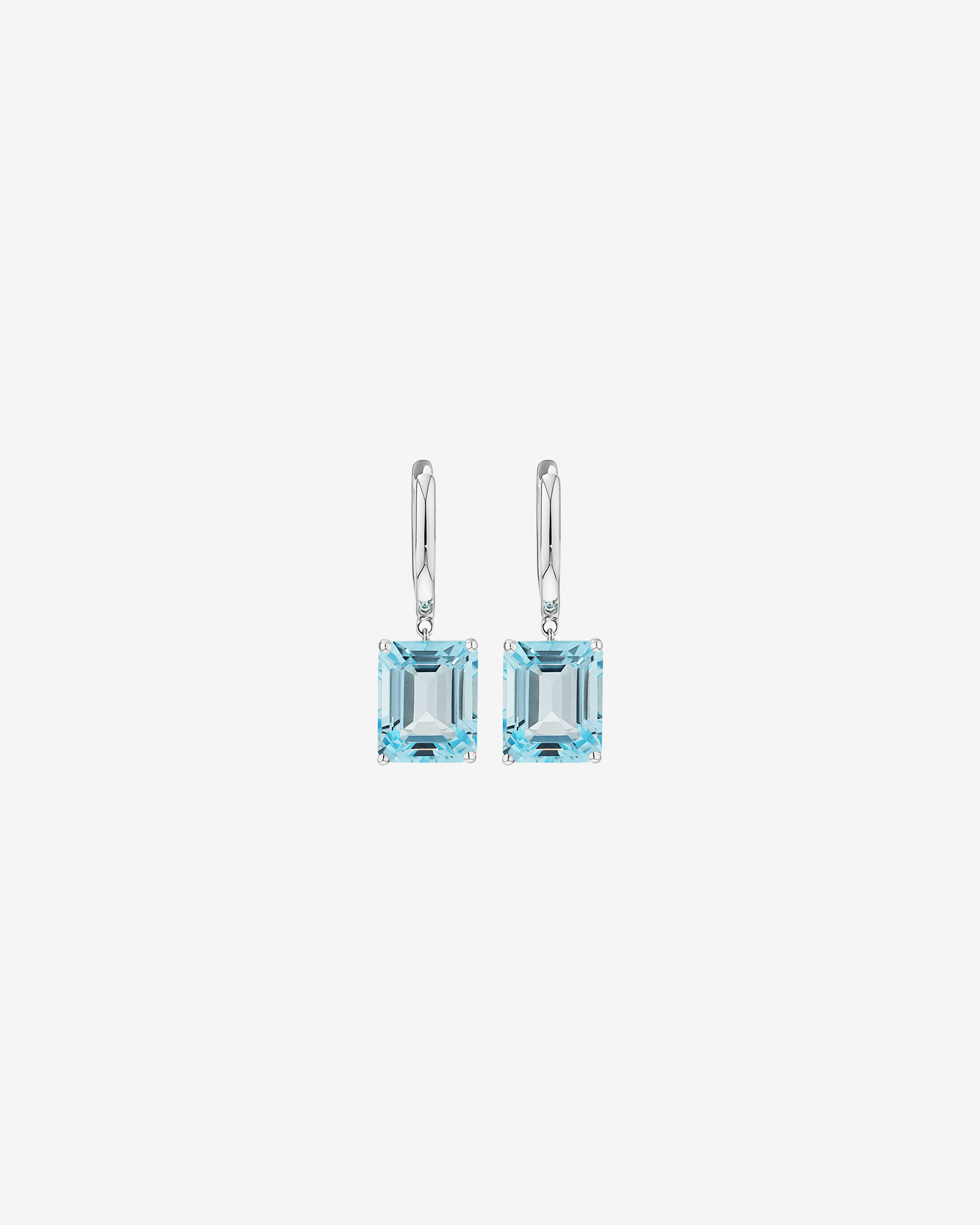 Emerald Cut Sky Blue Topaz Drop Earrings in Sterling Silver