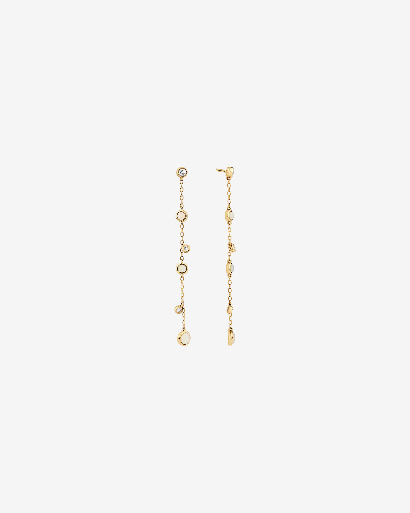 Drop Earrings with Opal & 0.15 Carat TW of Diamonds in 10kt Yellow Gold