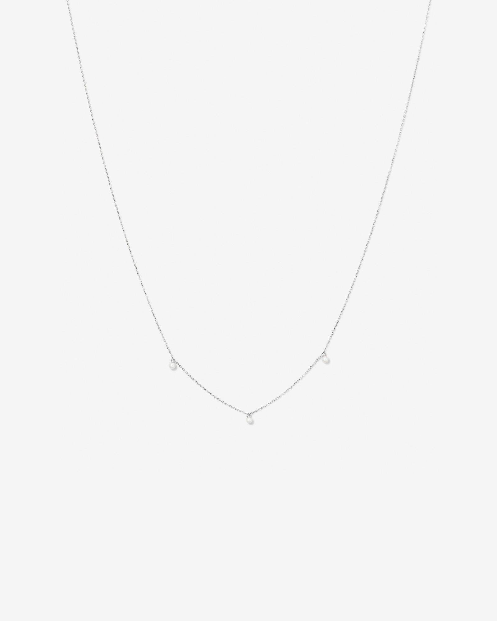 Cultured Freshwater Pearl Station Necklace in 10kt White Gold