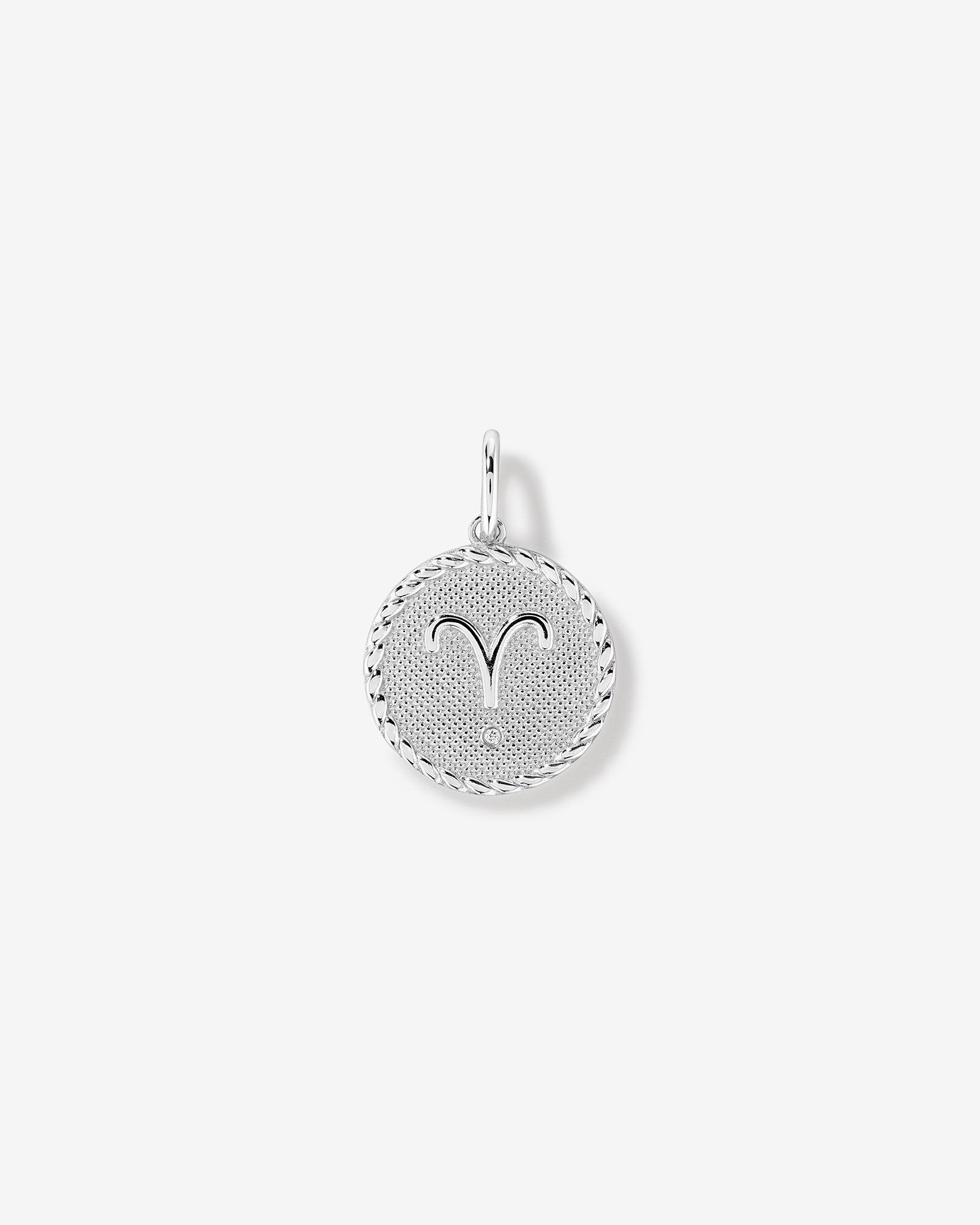 Diamond Accent Aries Zodiac Pendant in Sterling Silver