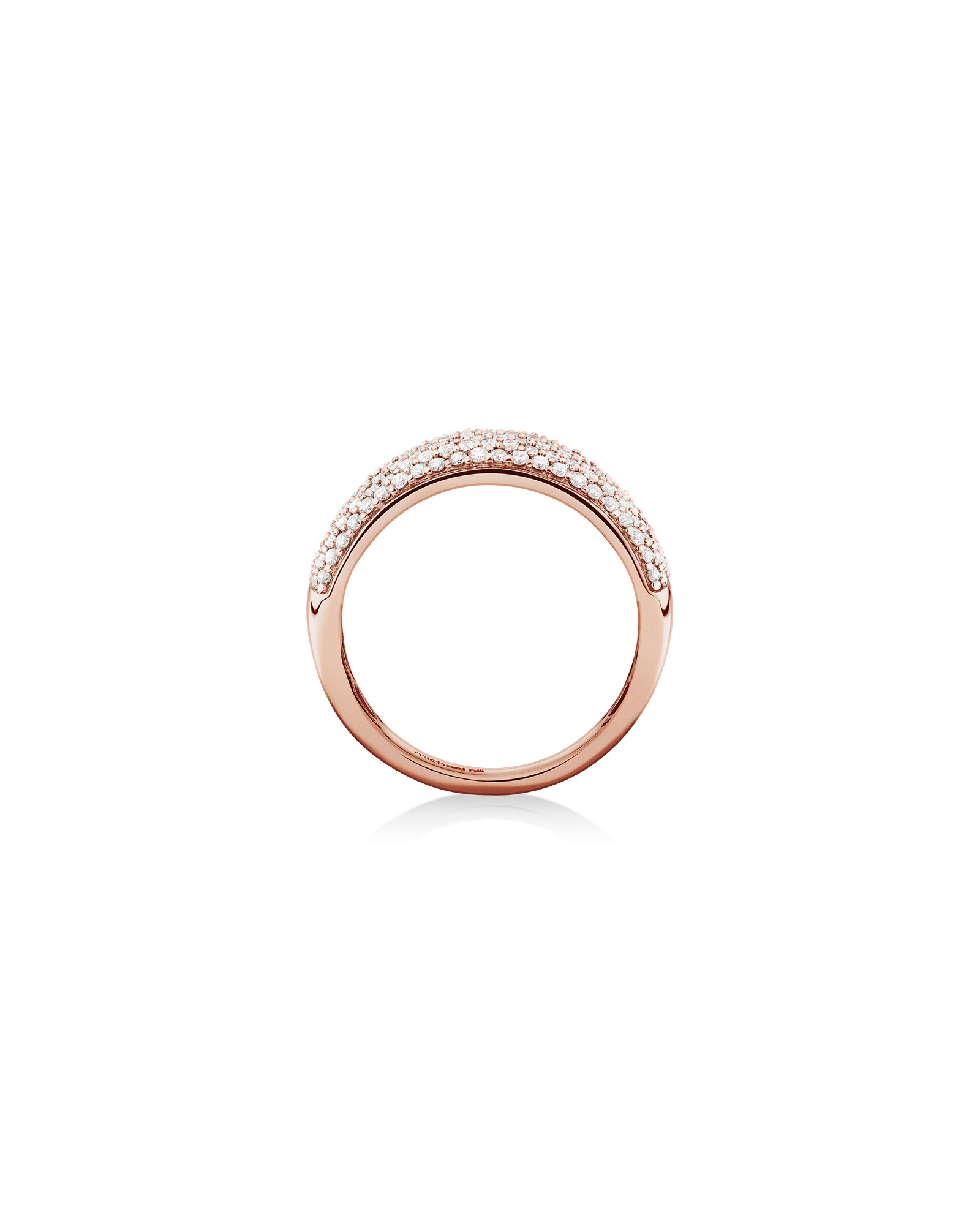 Bague en or rose 10 K avec pavé de diamants totalisant 1 ct