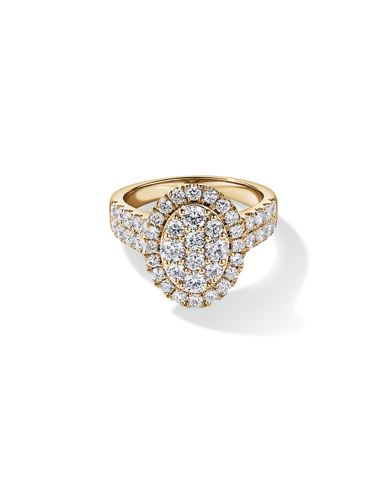 2.00TW Round Brilliant Laboratory-Grown Diamond Cluster Ring 10kt Yellow Gold