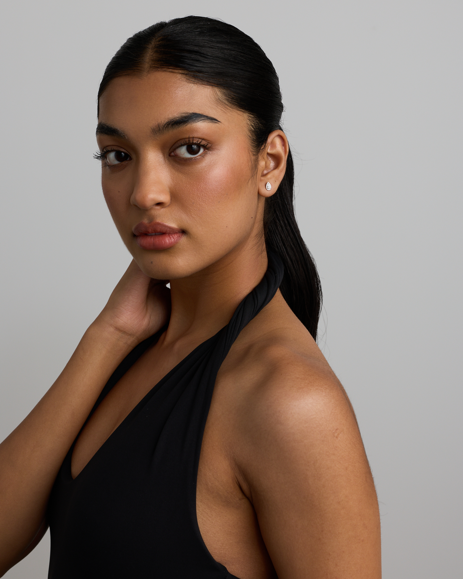 Pear Cubic Zirconia Halo Stud Earrings in Sterling Silver