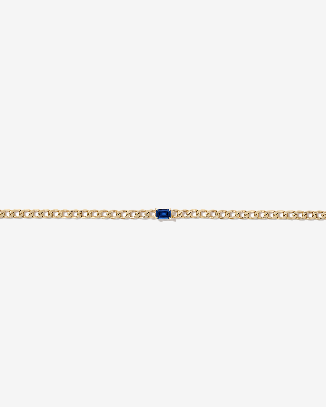 Created Sapphire Curb Link Bracelet in 10kt Yellow Gold
