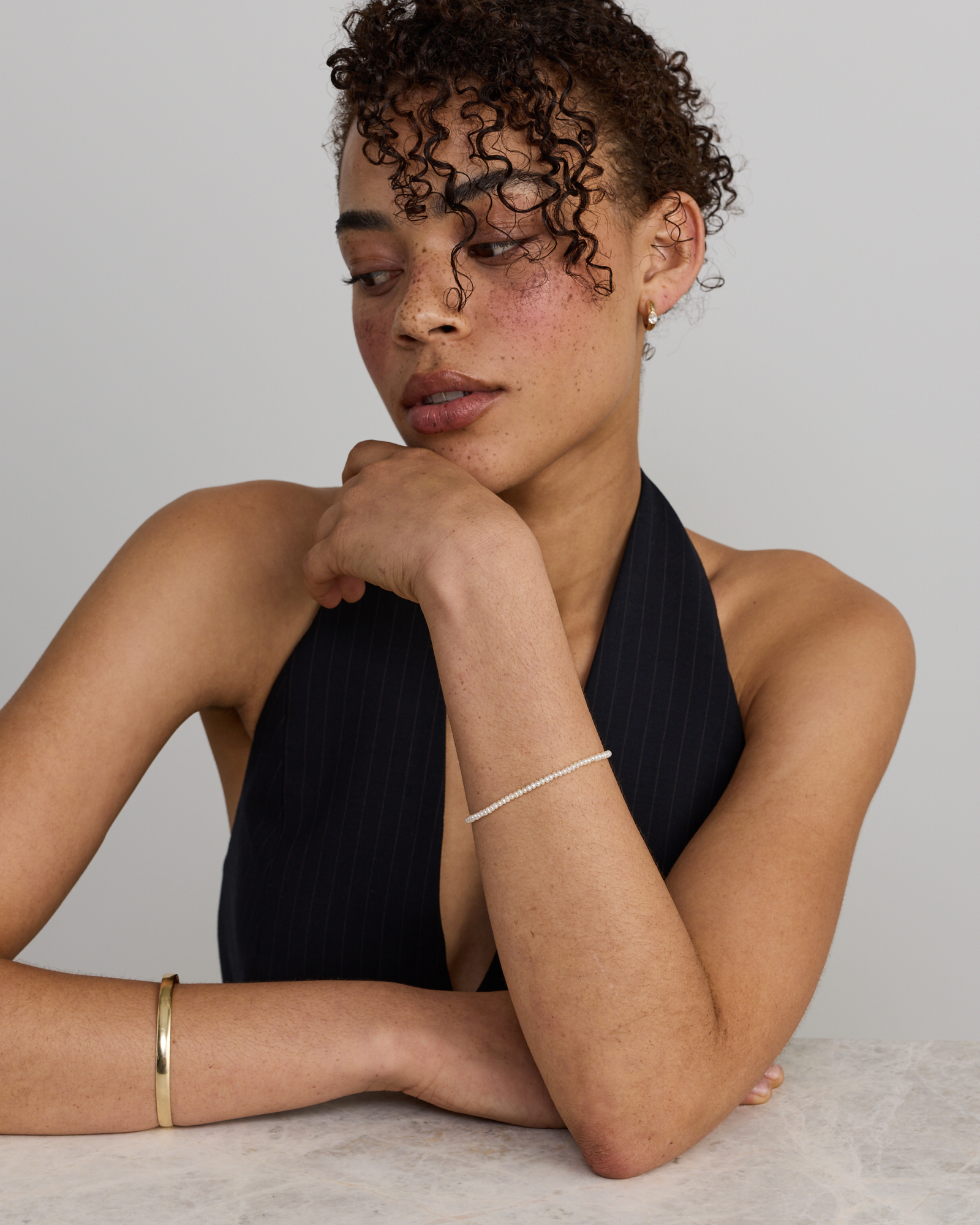 Micro Cultured Freshwater Pearl Bracelet in 10kt Yellow Gold